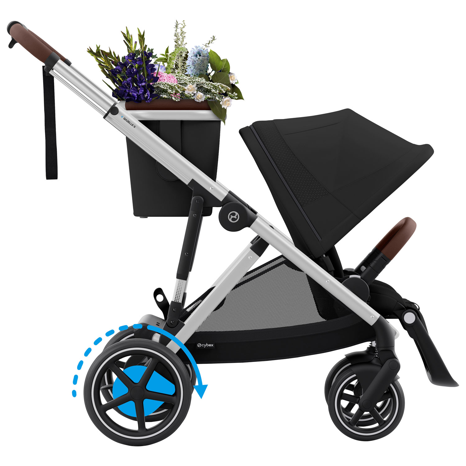 Poussette électrique convertible e-Gazelle S de Cybex - Noir lunaire