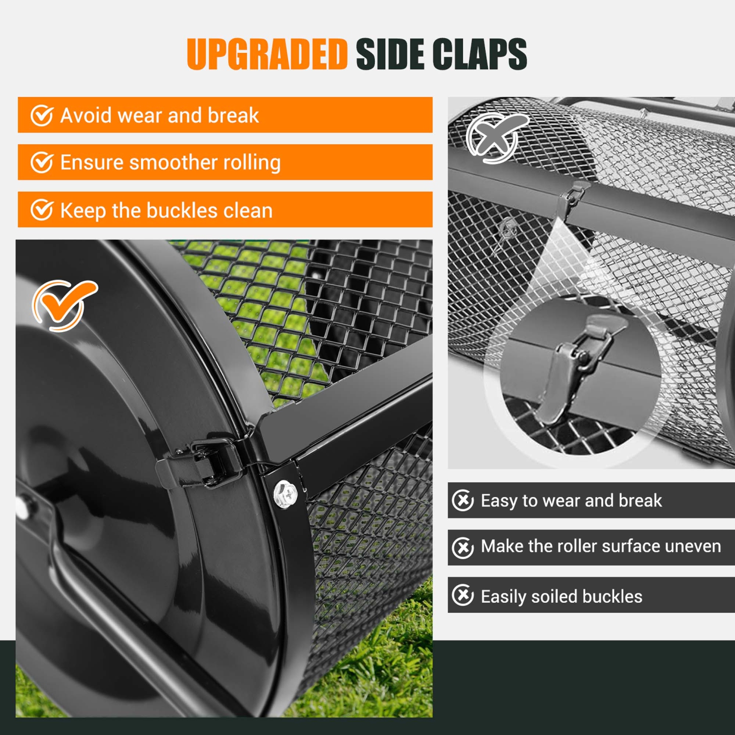 Costway 24" Peat Moss Spreader Compost Spreader with Upgrade Side Latches & U-shape Handle