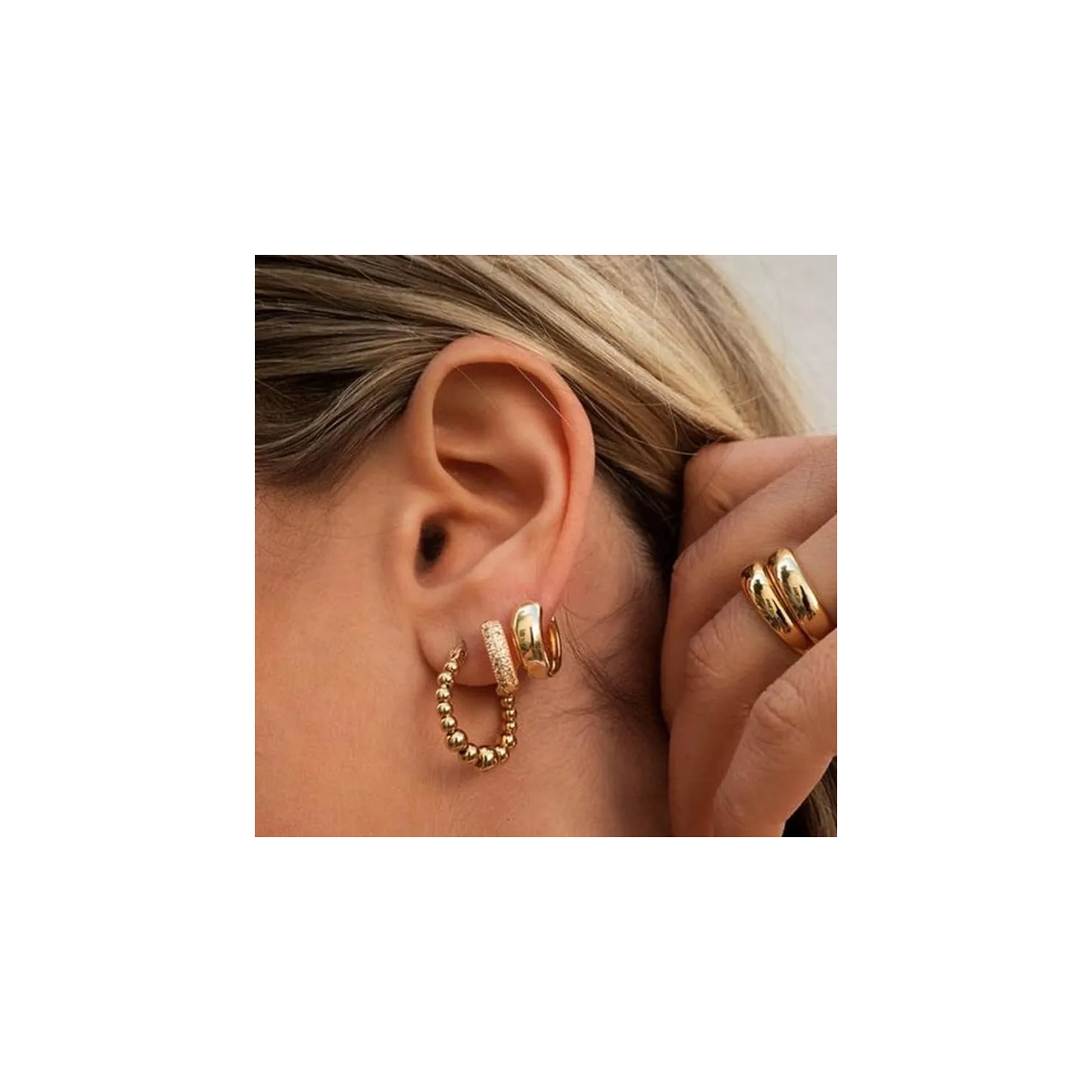 42 Pairs Gold Hoop Earrings Set: A comprehensive multipack perfect for women, featuring a variety of stylish gold hoops.
