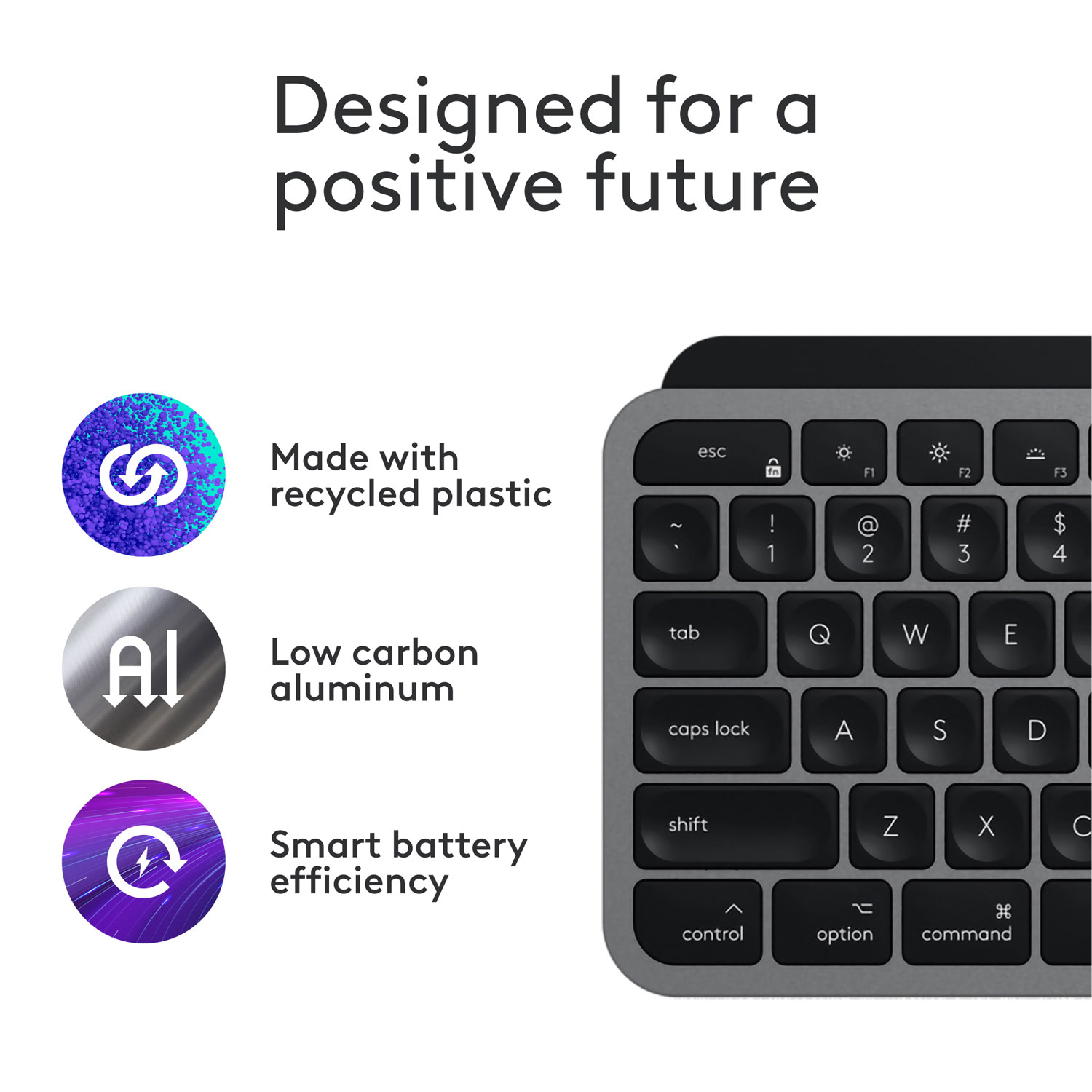 Clavier pleine grandeur Bluetooth MX Keys S de Logitech pour iPad/Mac - Gris cosmique - Anglais