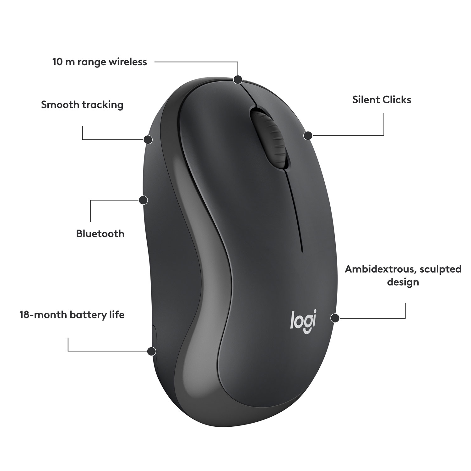 Logitech M240 Silent 4000 DPI Bluetooth Optical Mouse - Graphite