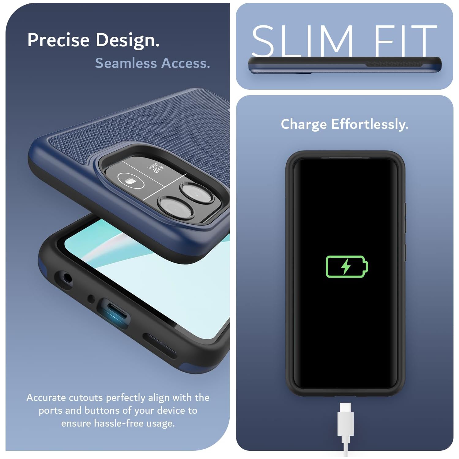 TUDIA MergeGrip Blackview Wave 6C Case Dual Layer - Indigo Blue