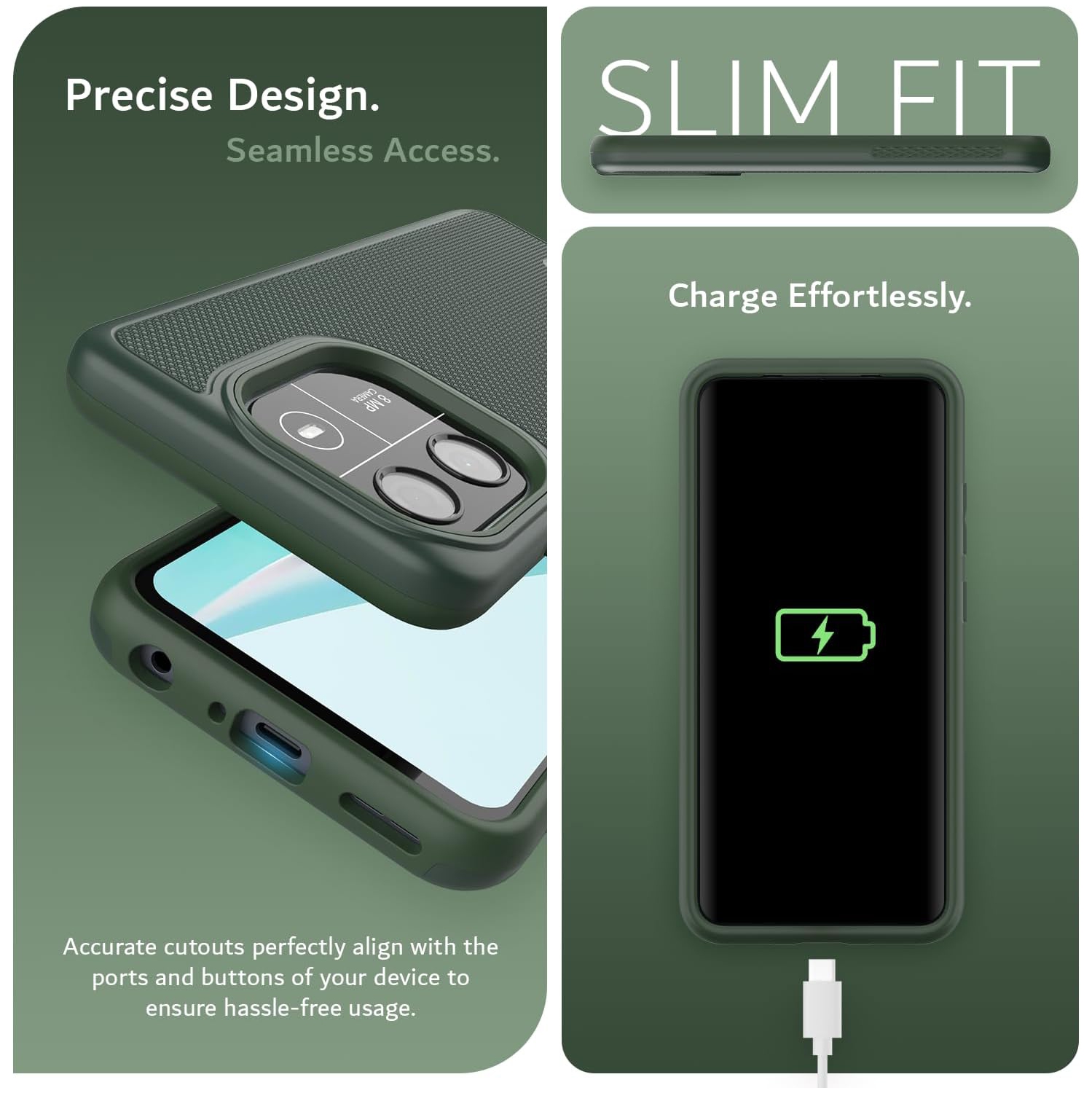 TUDIA MergeGrip Blackview Wave 6C Case Military Grade - Pine Green