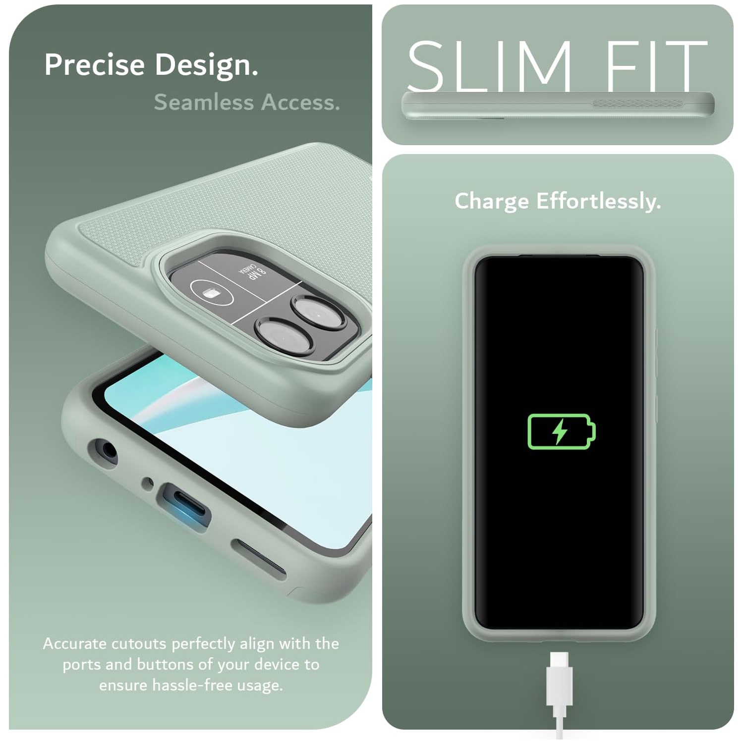 TUDIA MergeGrip Blackview Wave 6C Case Military Grade - Green Lily