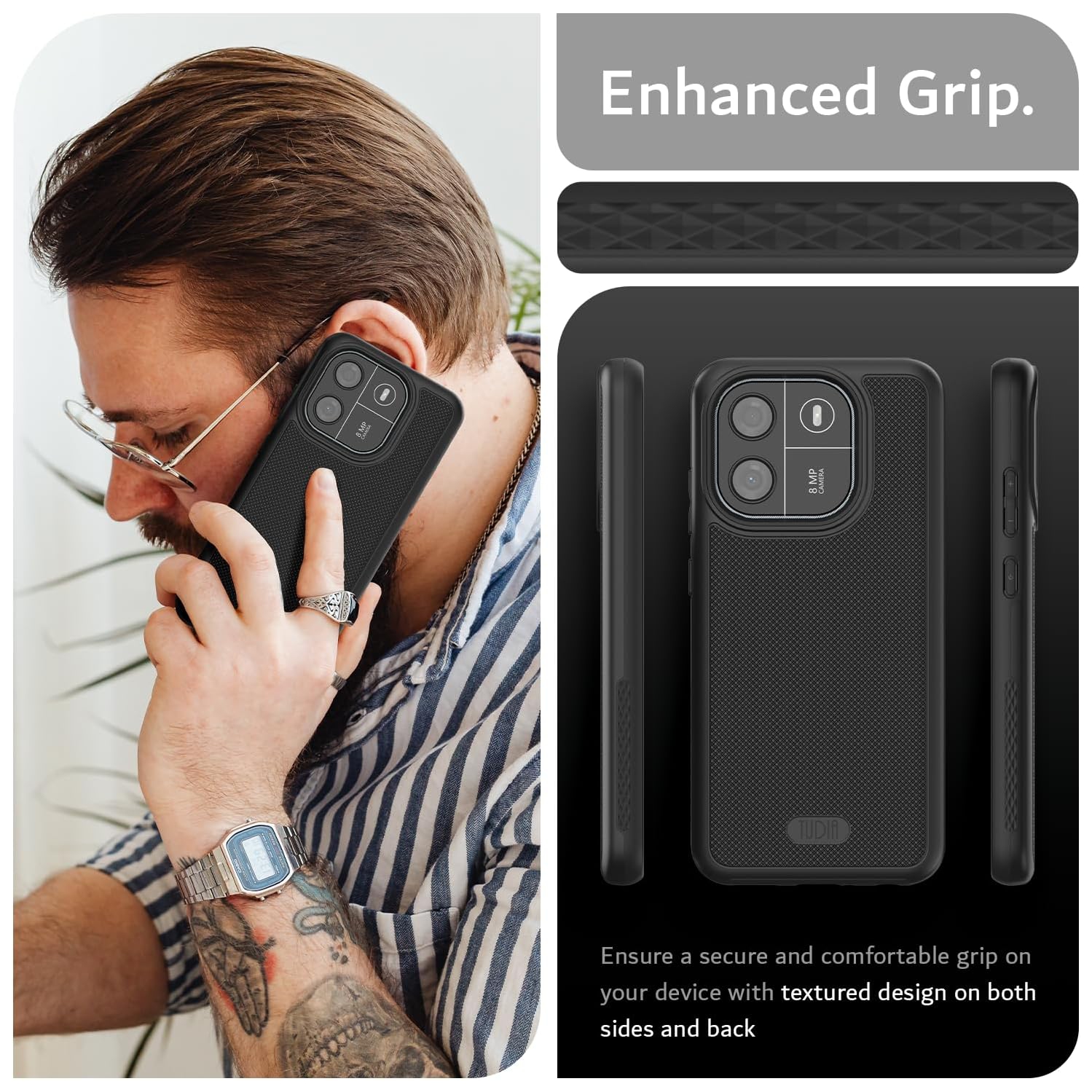 TUDIA MergeGrip Blackview Wave 6C Case Military Grade - Matte Black