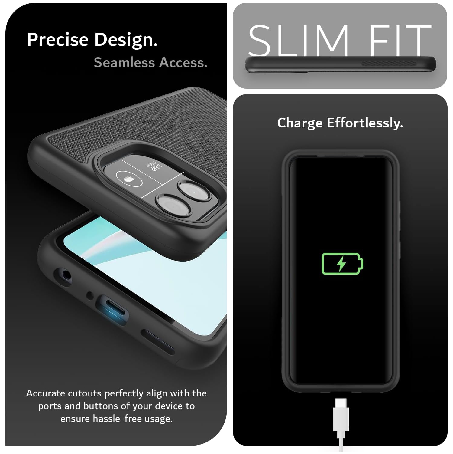 TUDIA MergeGrip Blackview Wave 6C Case Military Grade - Matte Black