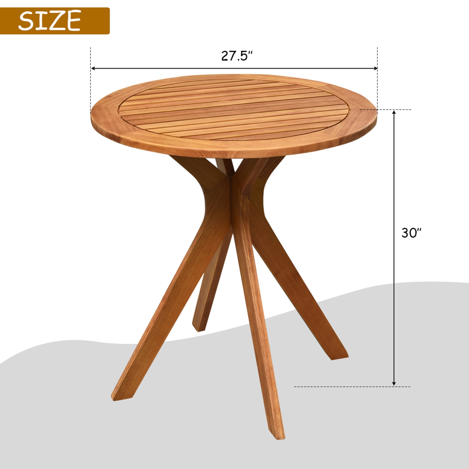 Table basse d'extérieur ronde en bois massif de 27 po de Costway