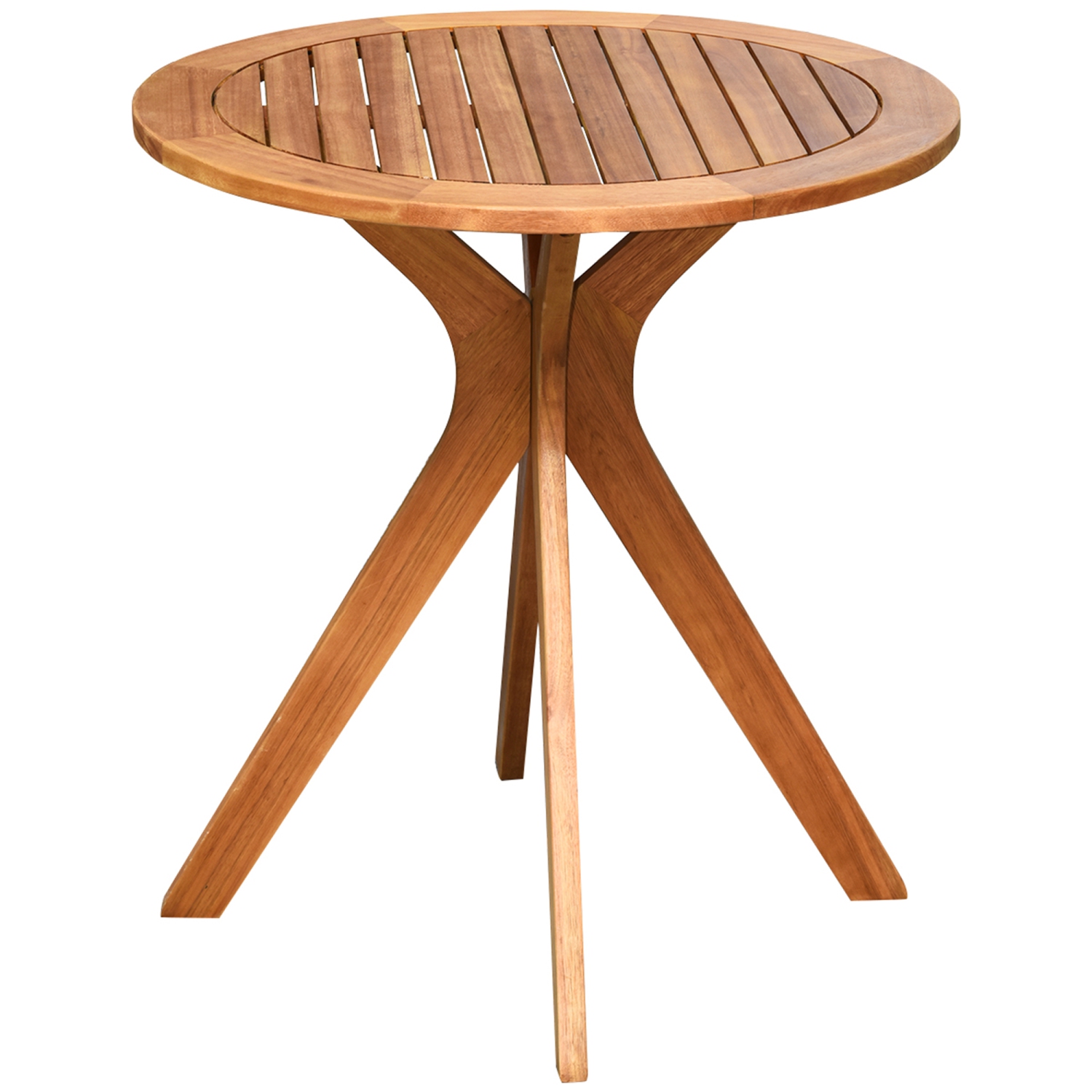 Table basse d'extérieur ronde en bois massif de 27 po de Costway