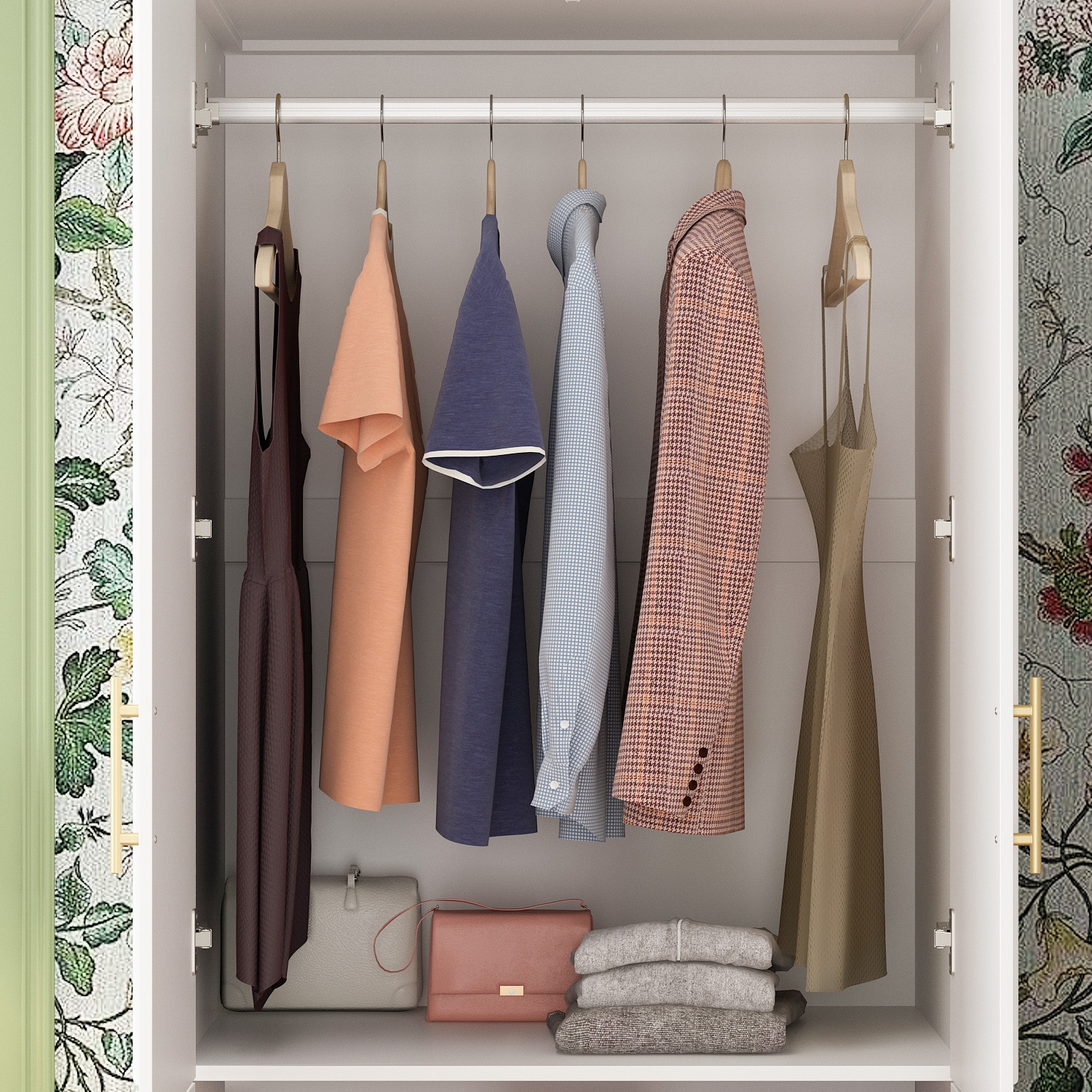 Famapy Armoire with Shelves and Hanging Rods for Bedroom StorageWhite