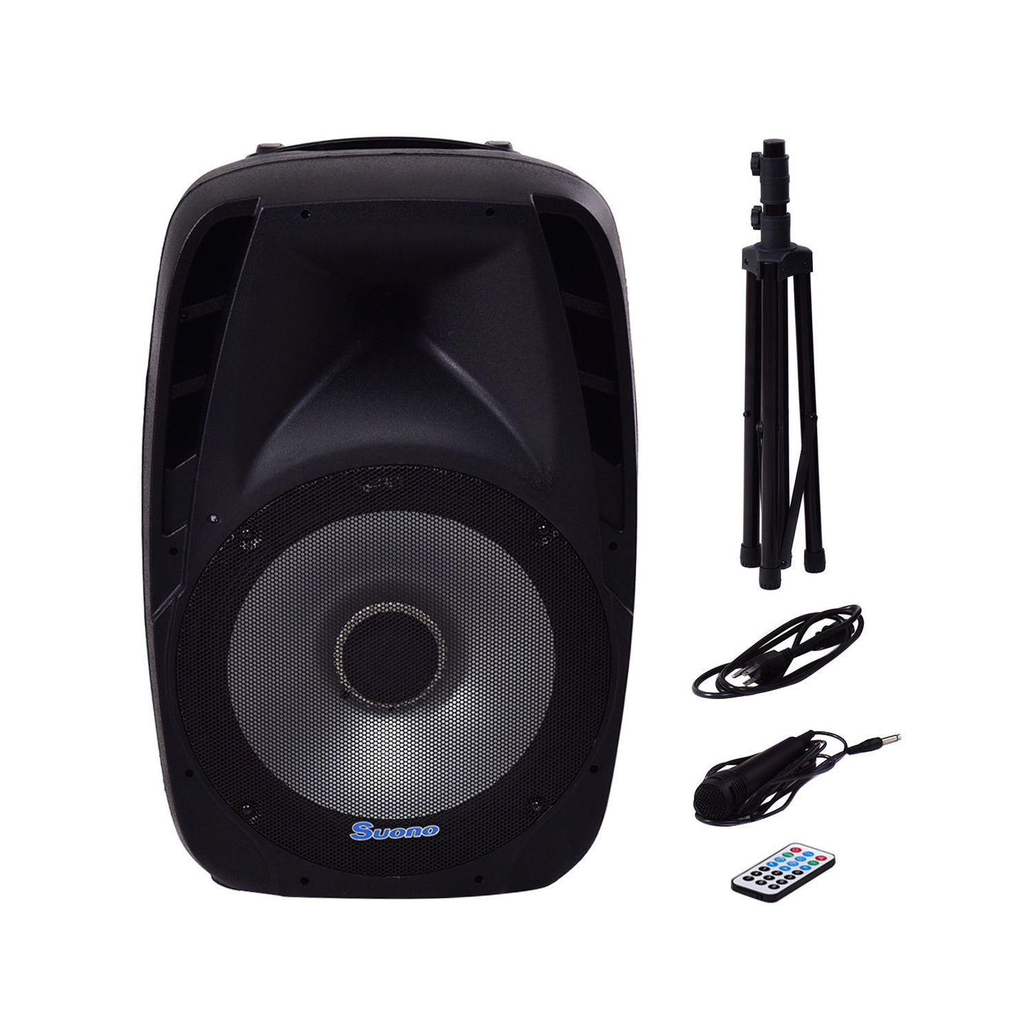 Costway Portable 15'' 2000W 2-way Powered Speaker Stand with TWS & Illuminating Light