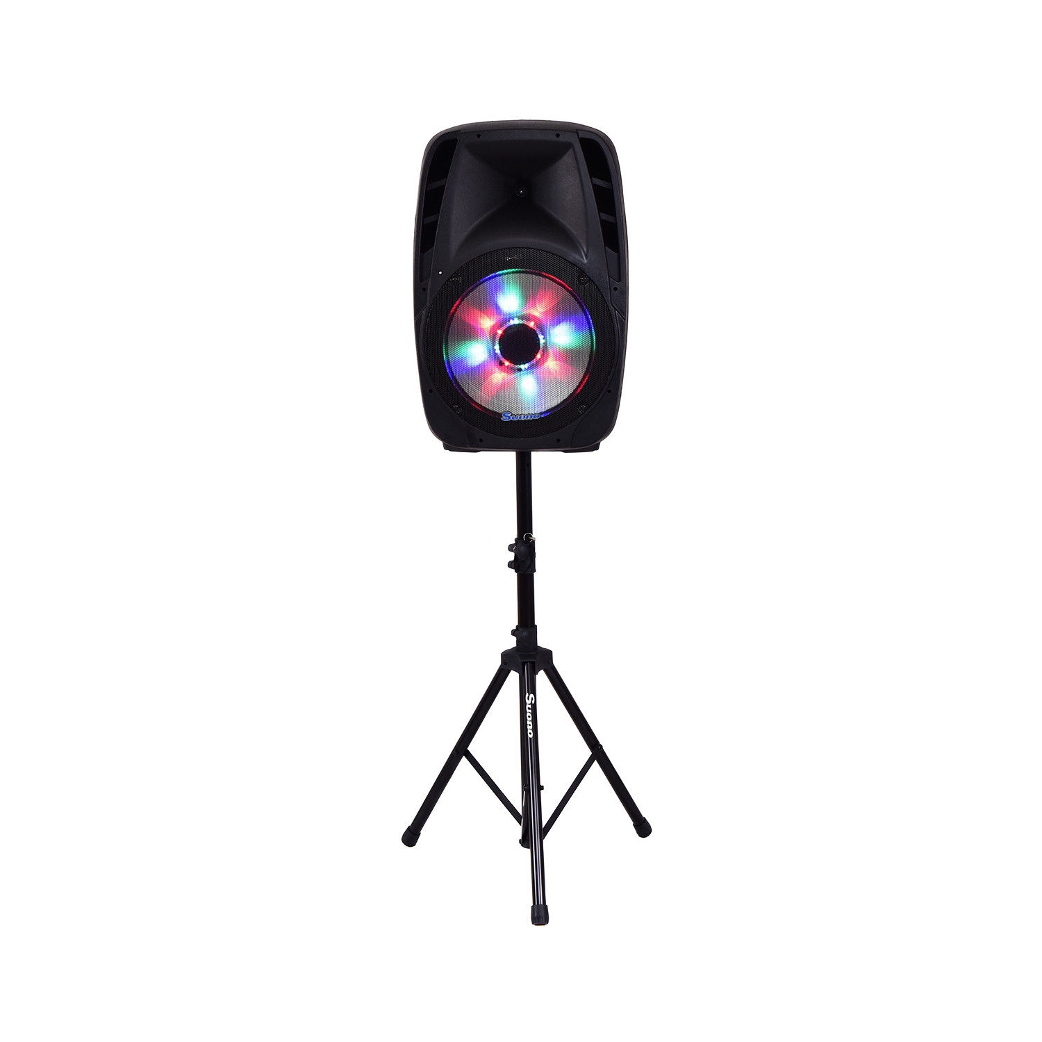 Costway Portable 15'' 2000W 2-way Powered Speaker Stand with TWS & Illuminating Light