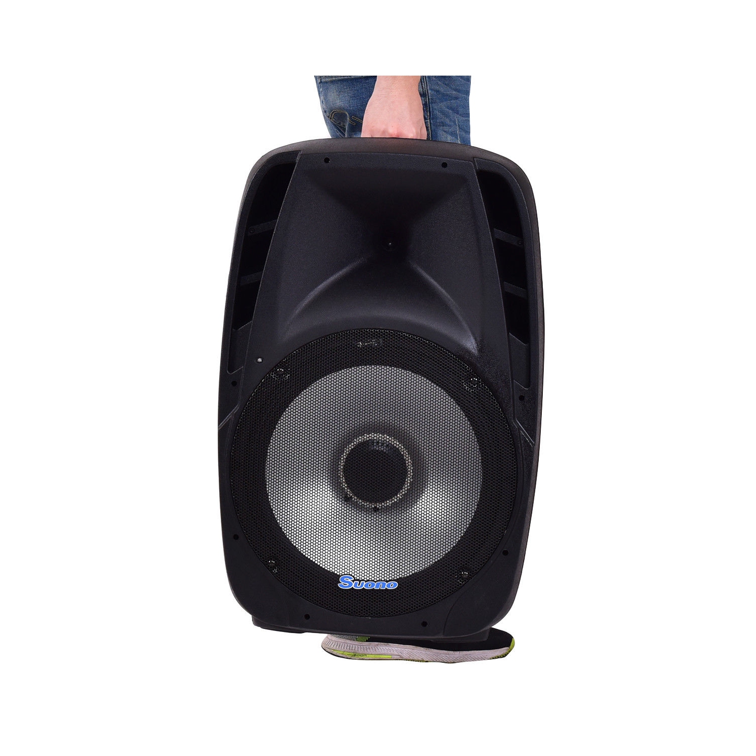 Costway Portable 15'' 2000W 2-way Powered Speaker Stand with TWS & Illuminating Light