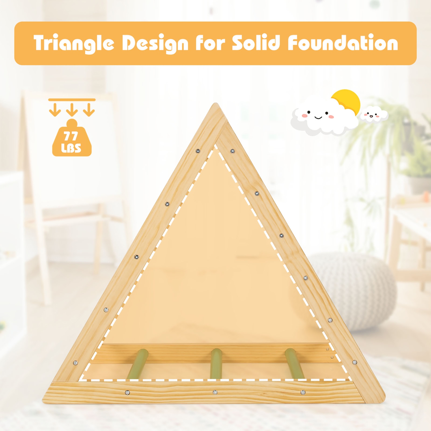 Costway Climbing Triangle Ladder, Wooden Triangle Climber, Educational Triangle Climber