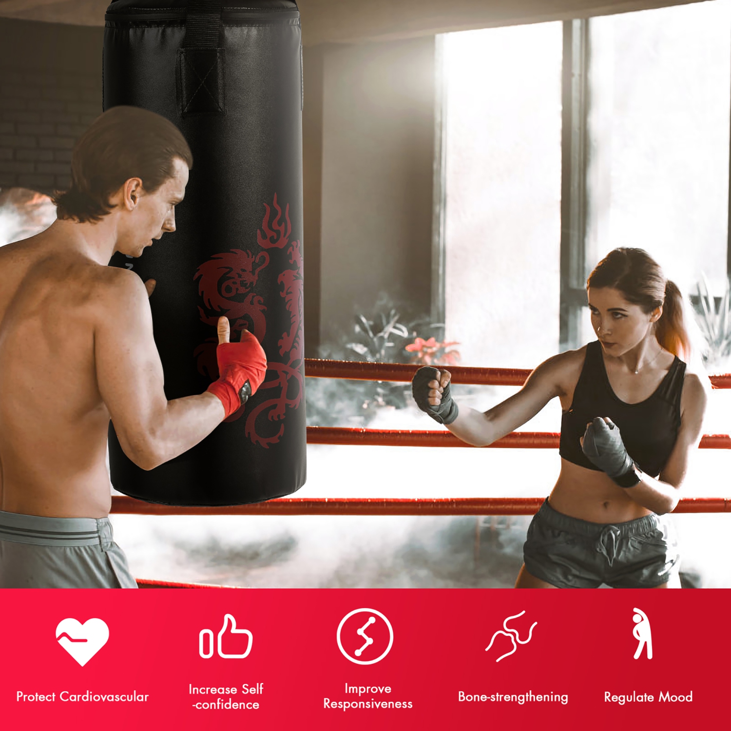 Goplus 2 FT Kids Punch Bag Boxing Set Kick Ball Gloves Skipping Rope Hook Children Boys