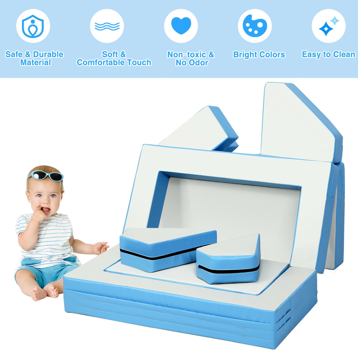 Ensemble de jeu 4-en-1 avec formes en mousse et zone à vêtements souples pour enfants d'âge préscolaire de Costway