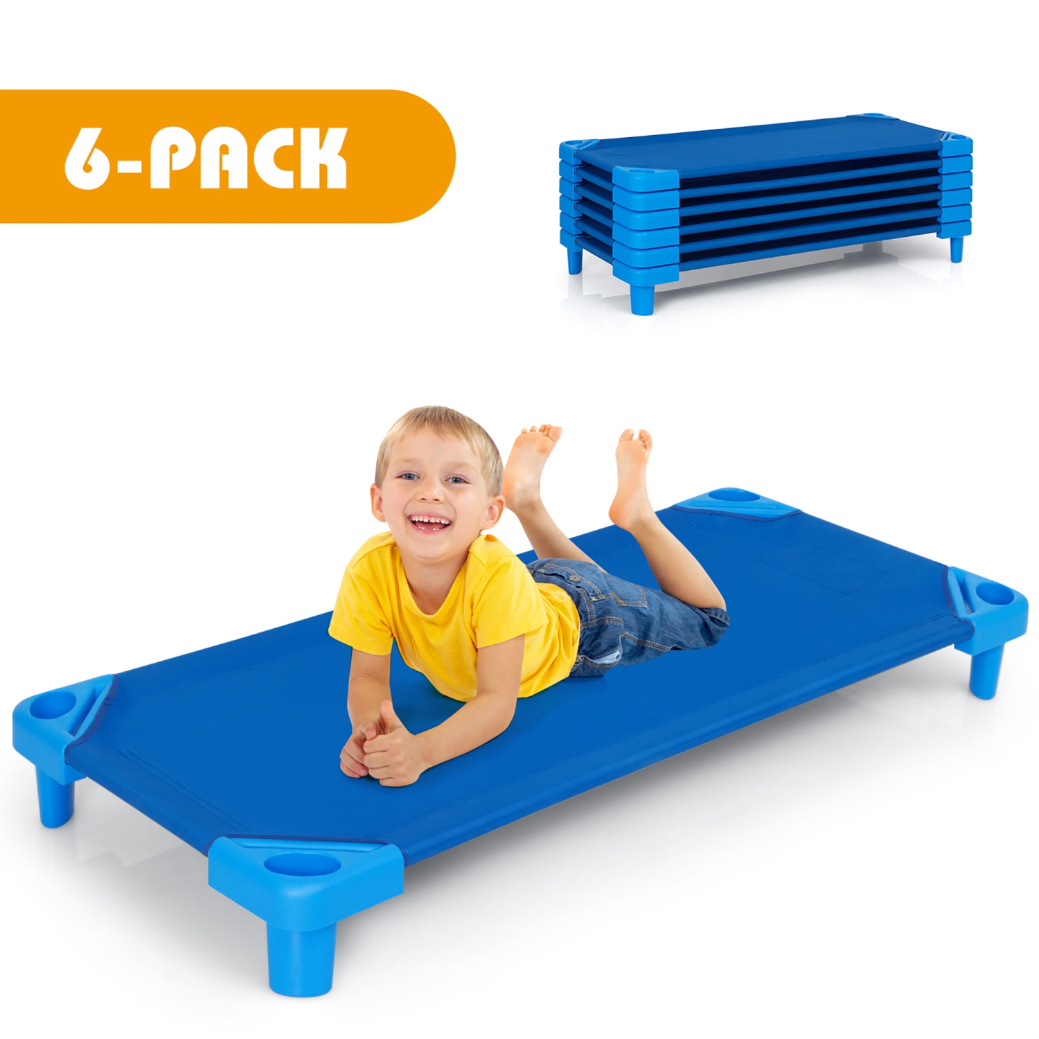 Ensemble de 6 tapis de repos empilables pour enfants avec garderie de Costway, 52 x 23 po l.