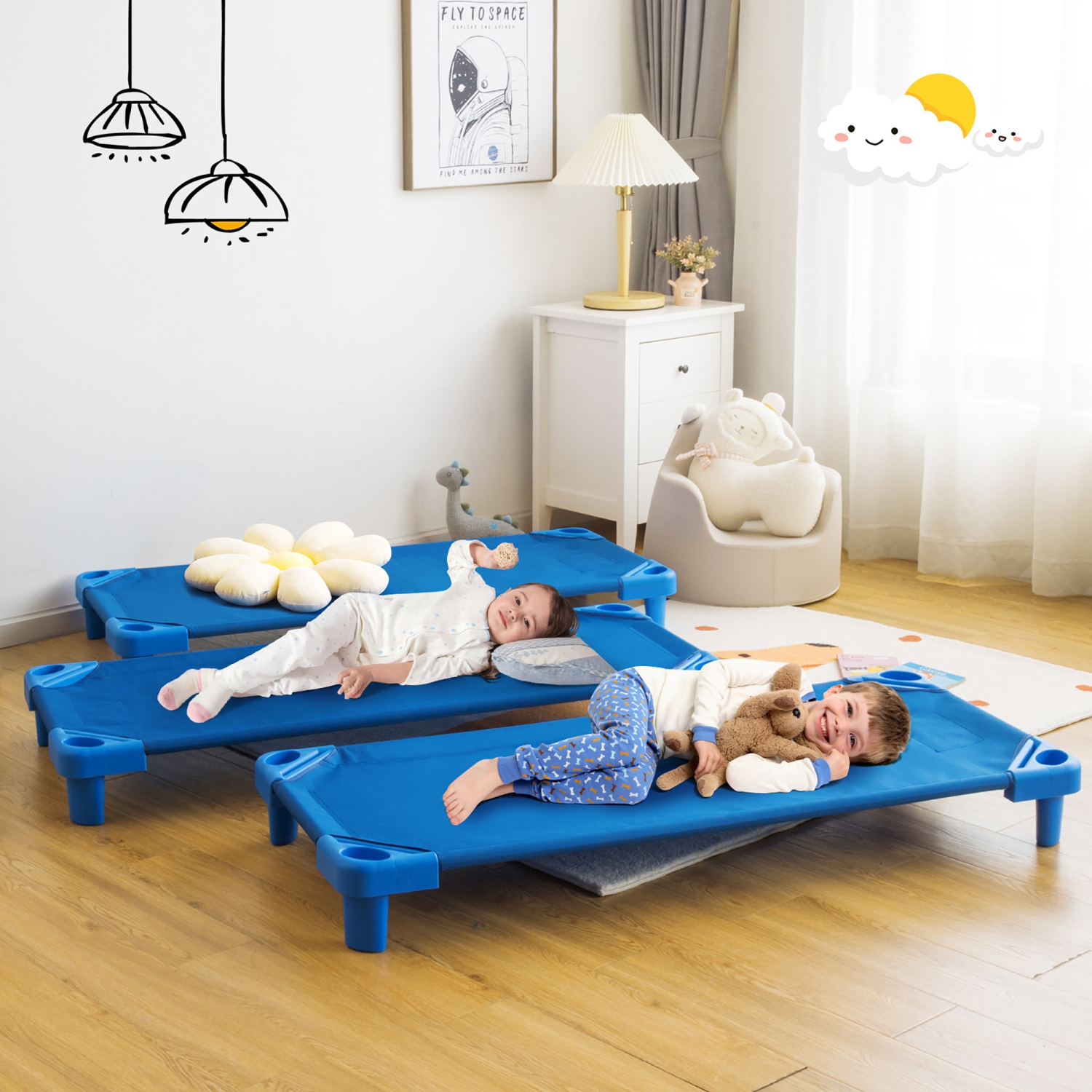 Ensemble de 6 tapis de repos empilables pour enfants avec garderie de Costway, 52 x 23 po l.