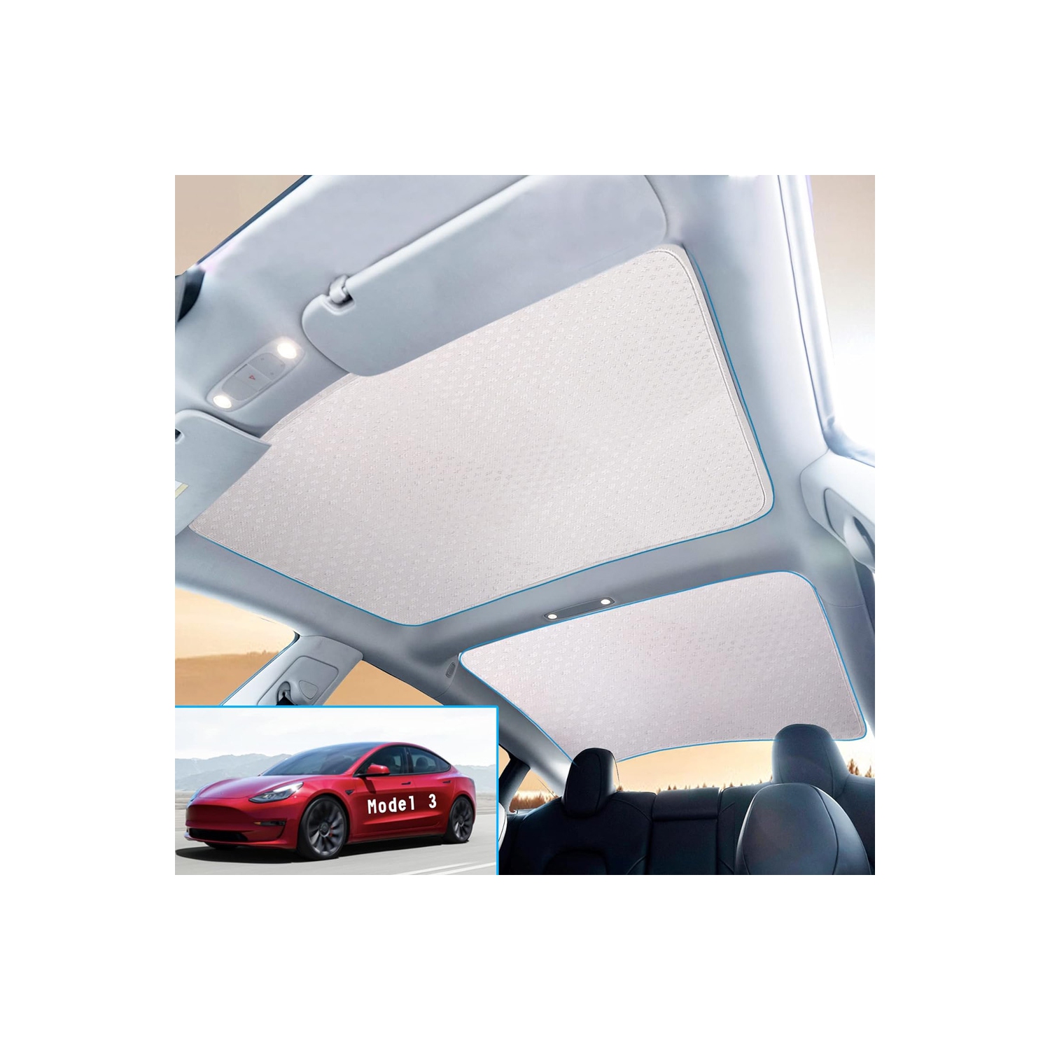 Pare-soleil de toit d'axGear pour le pare-reflets UV de toit en verre amélioré Tesla Model 3 2024