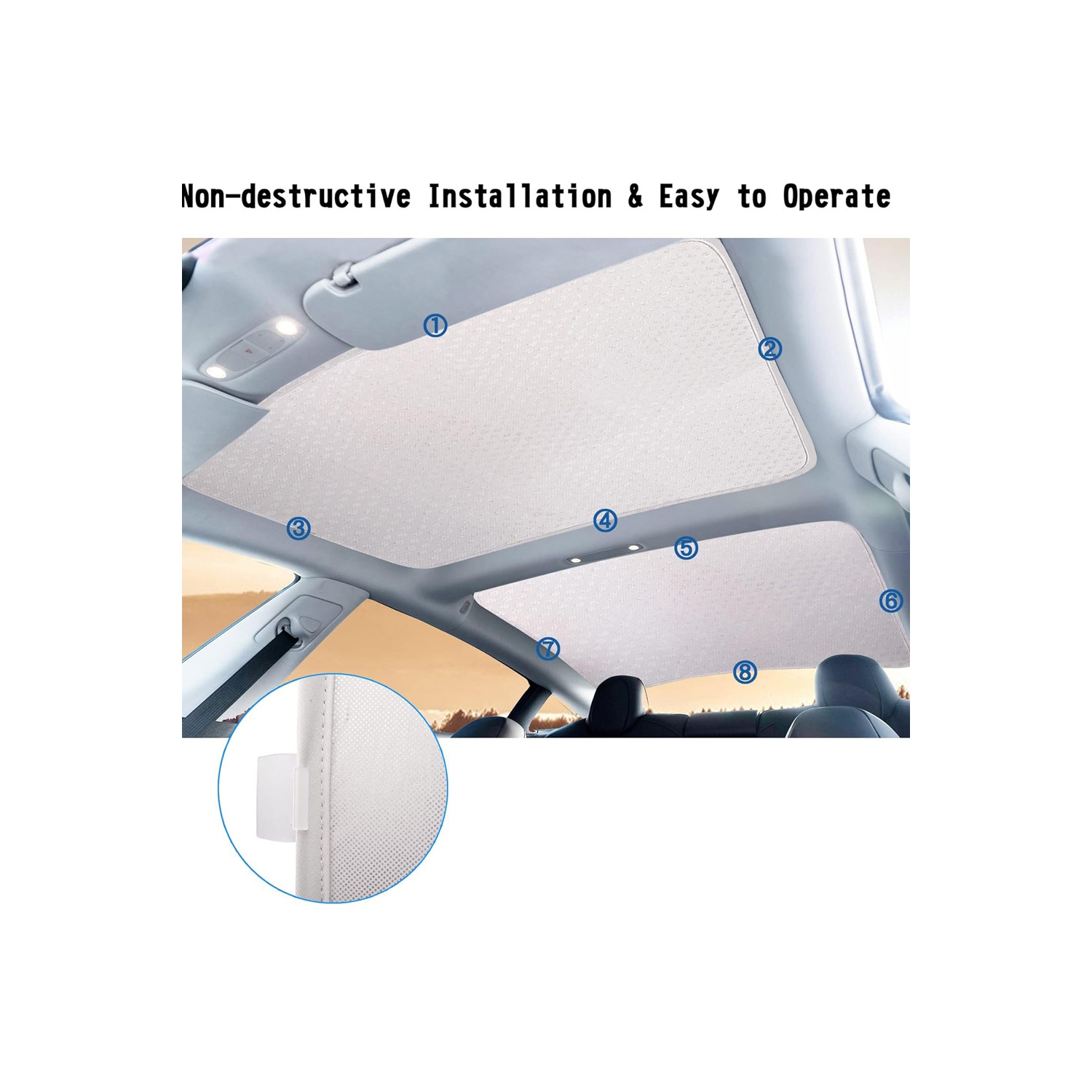 Pare-soleil de toit d'axGear pour le pare-reflets UV de toit en verre amélioré Tesla Model 3 2024