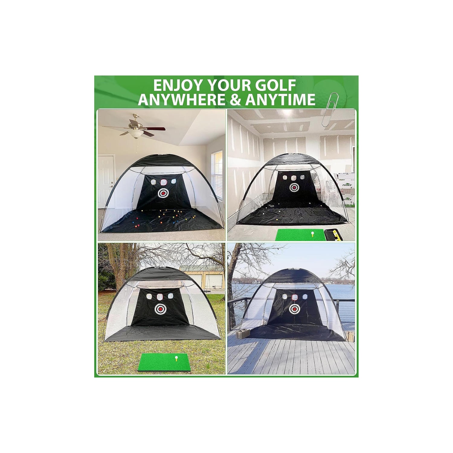 axGear Golf Practice Hitting Net Ball Turf Tee Set for Indoor Backyard Portable