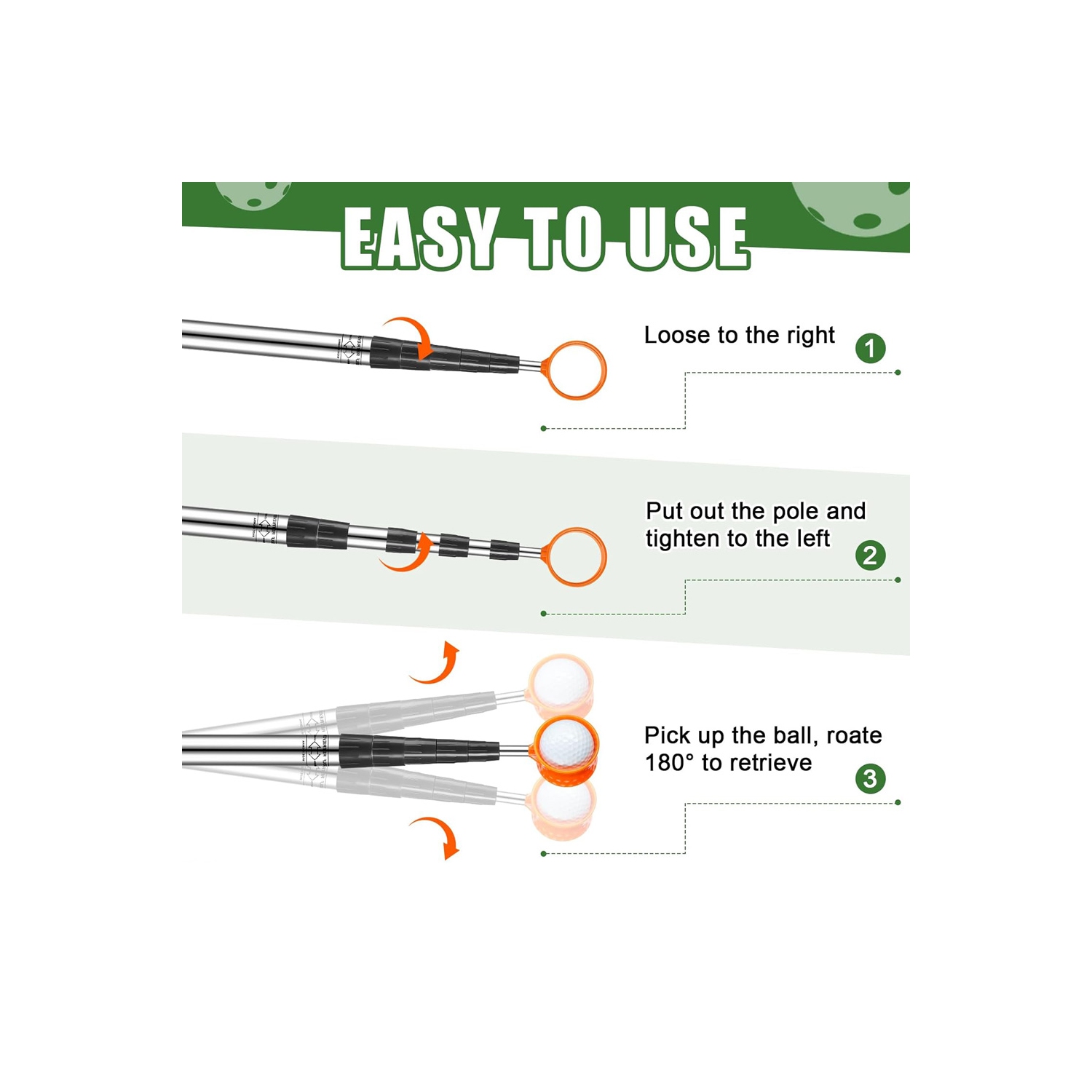 axGear Golf Ball Retriever Aluminum Alloy Shaft Telescopic Picker Extandable 18 Ft