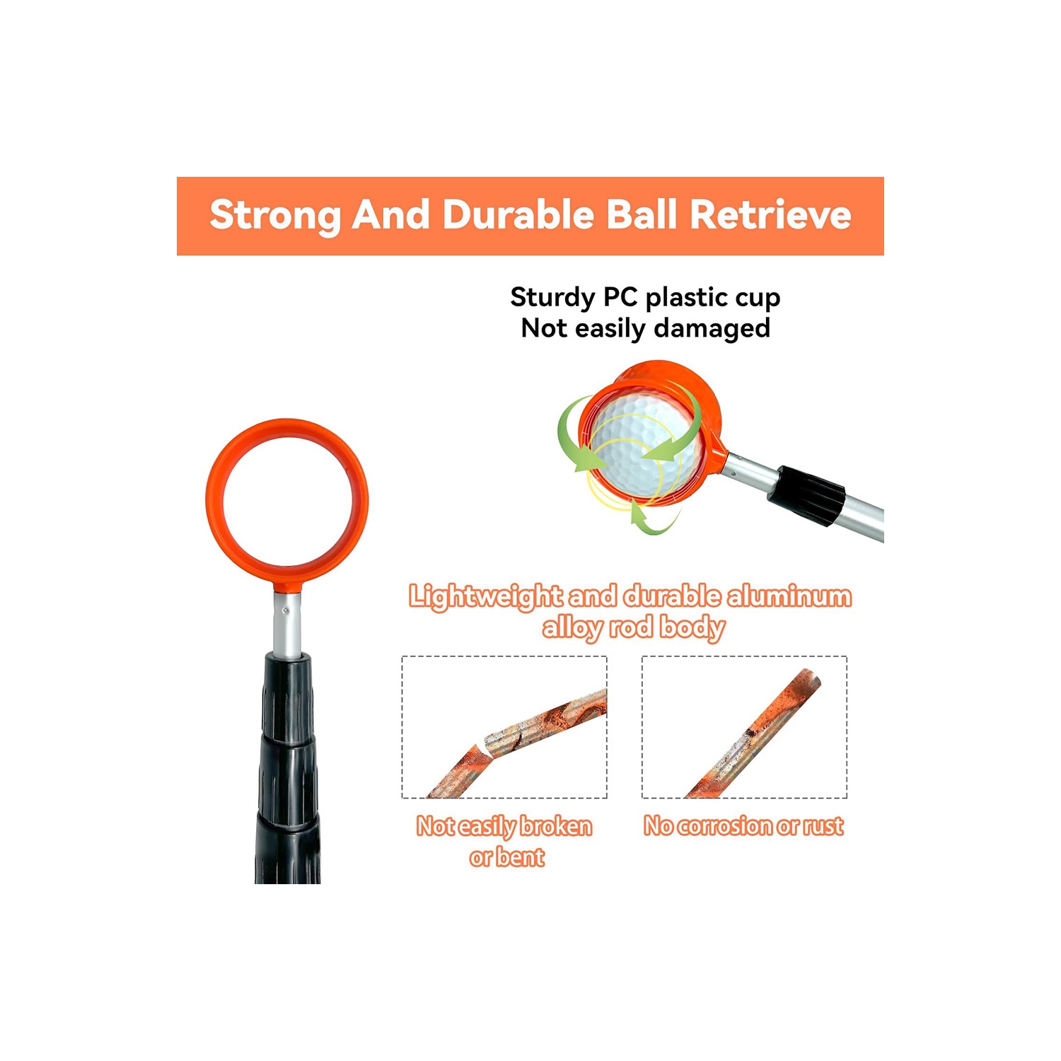 axGear Golf Ball Retriever Aluminum Alloy Shaft Telescopic Picker Extandable 18 Ft