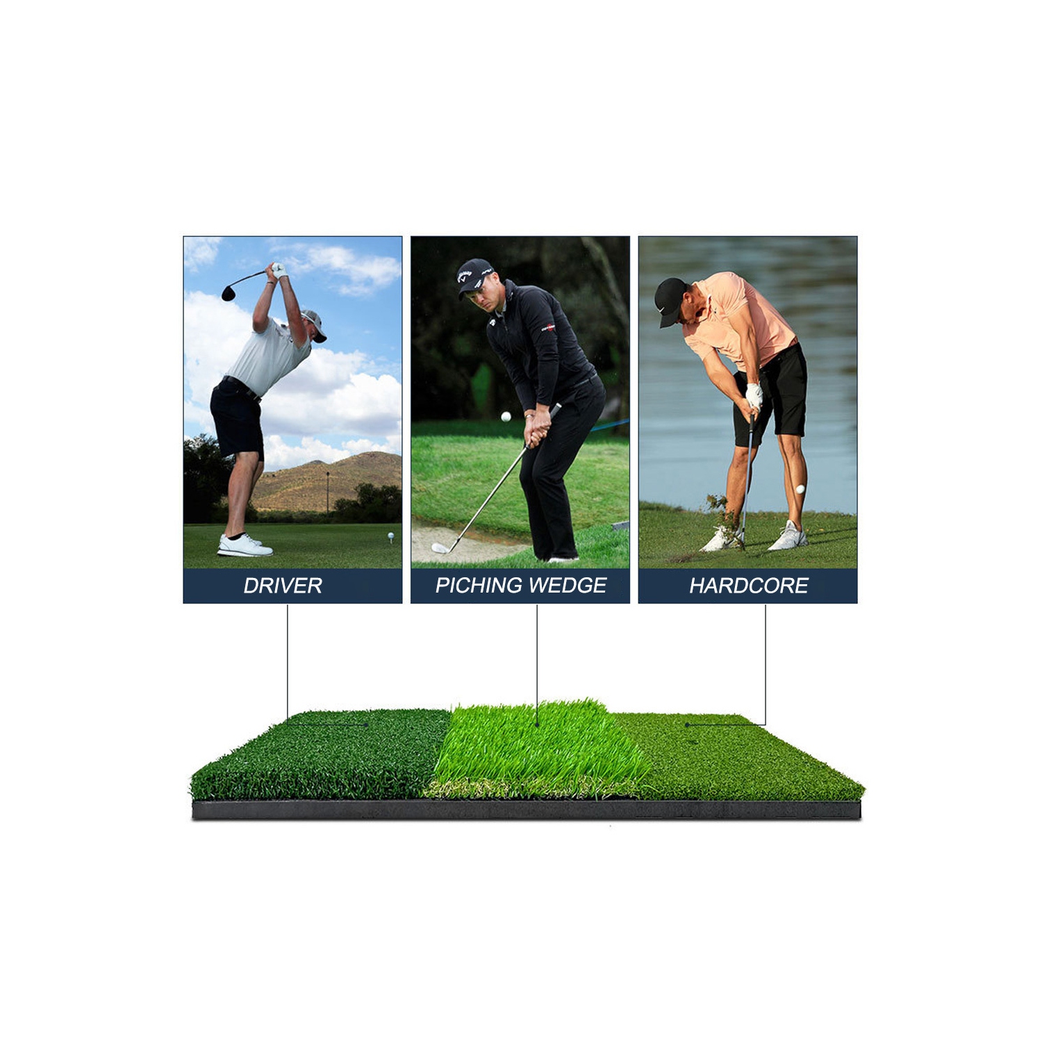 axGear Turf Golf Hitting Mat 3 in 1 Practice Grass Mat Green Rough Fairway Tri-Turf