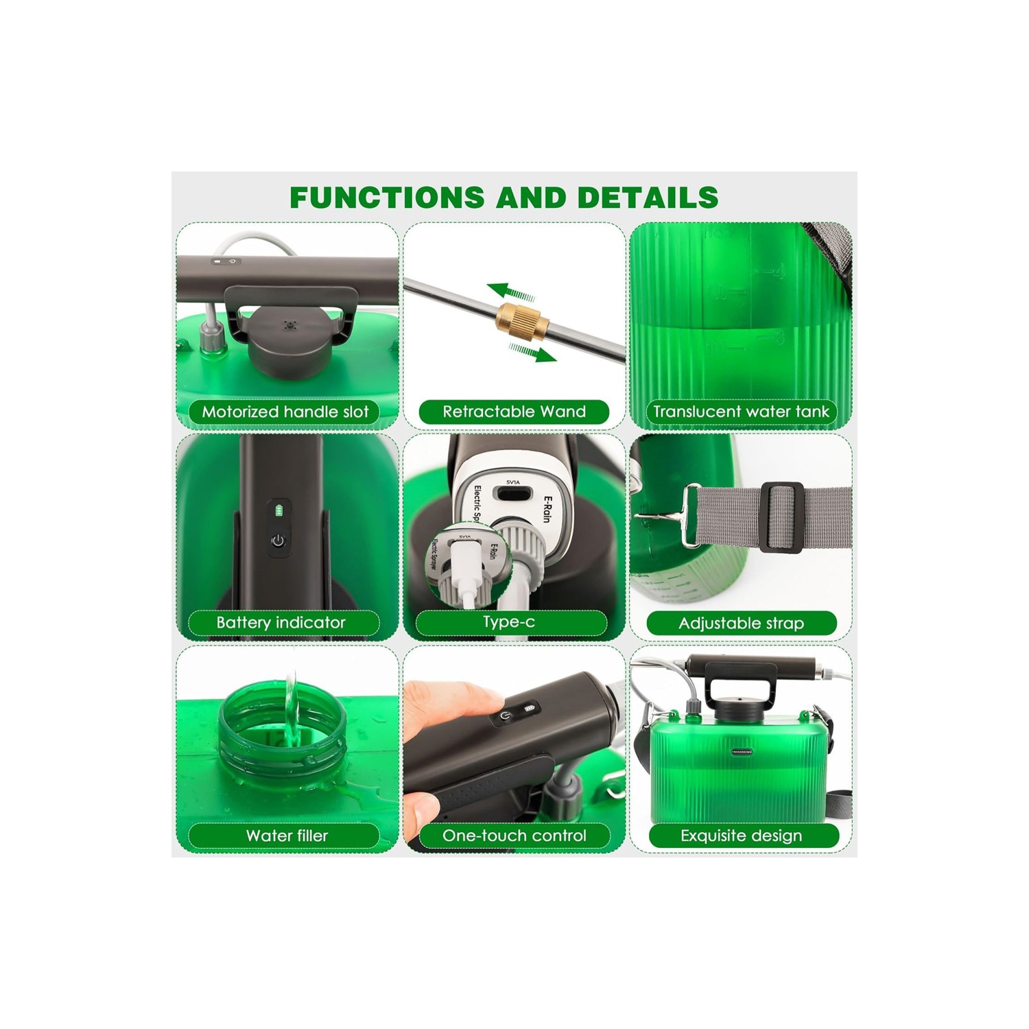 Pompe portative de pulvérisateur à piles 5 L de 1,35 gallons pour plantes de jardin d'axGear