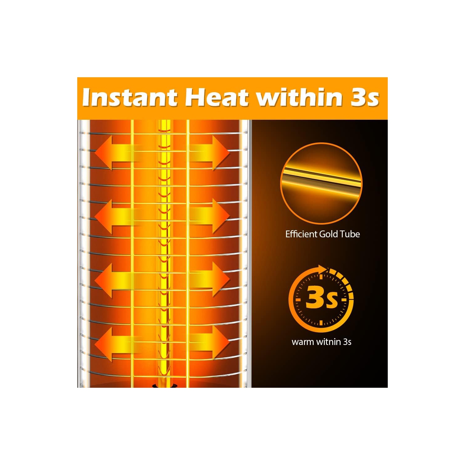 Nordic Hygge Electric Infrared Patio Space Heater with 9 Level Temperature, Remote Control, 24H Timer