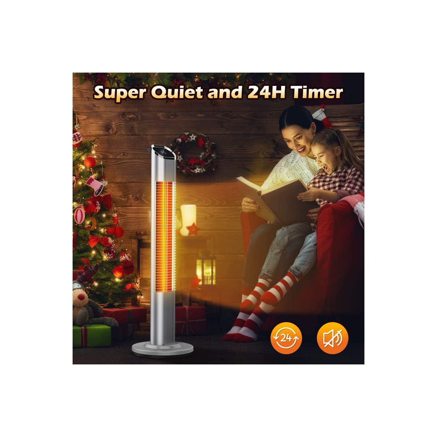 Nordic Hygge Electric Infrared Patio Space Heater with 9 Level Temperature, Remote Control, 24H Timer