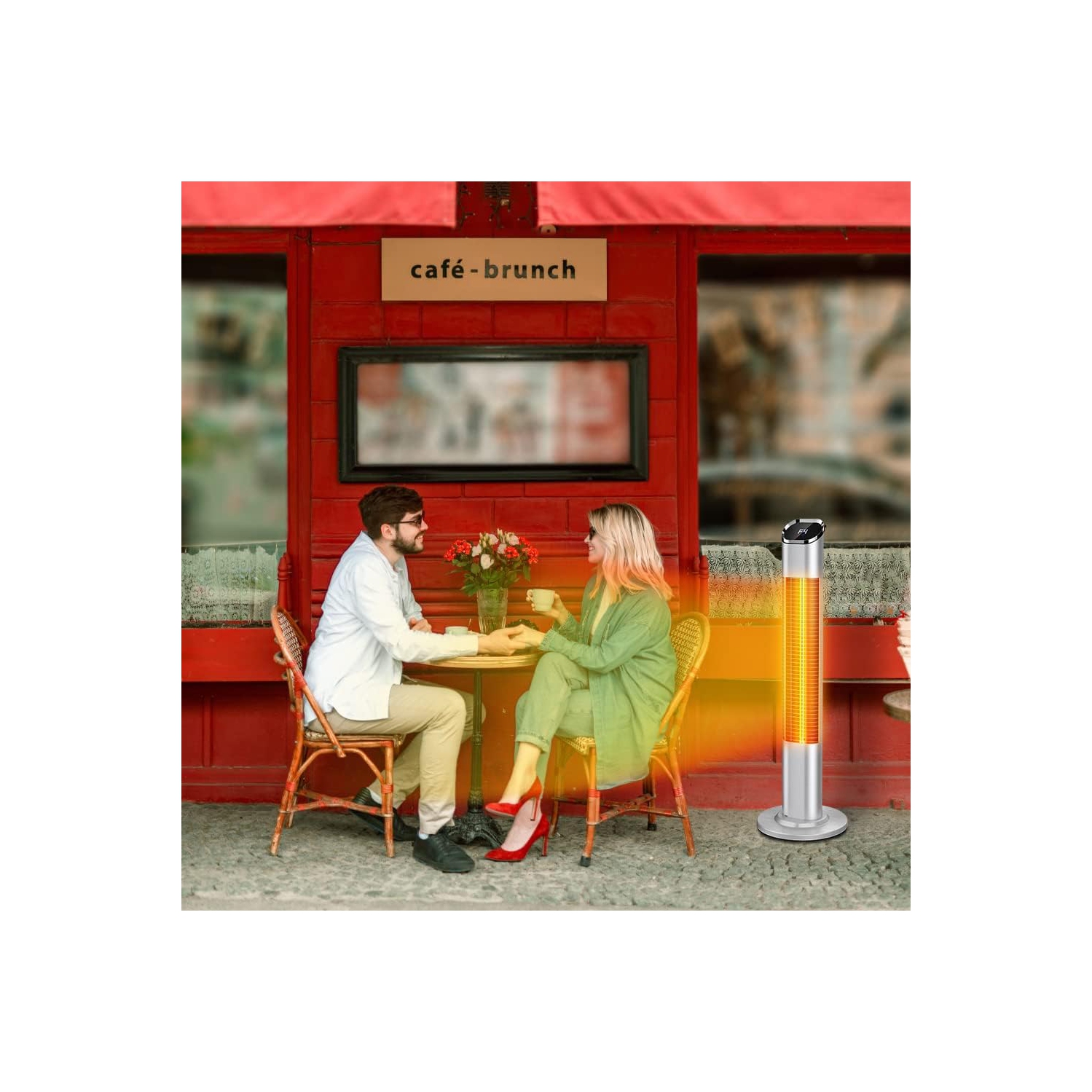 Nordic Hygge Electric Infrared Patio Space Heater with 9 Level Temperature, Remote Control, 24H Timer