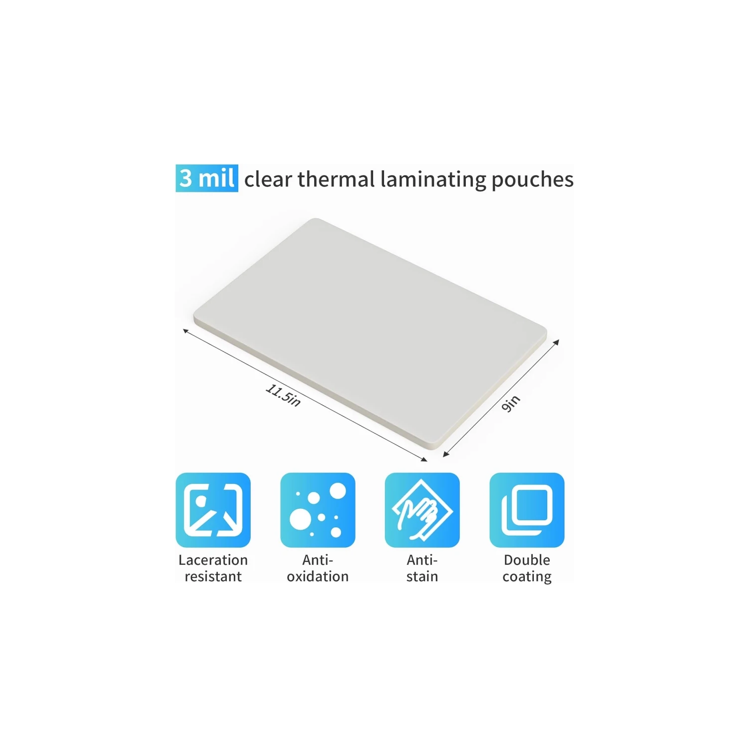 Paquet de 30 pochettes de plastification thermique, 8,5 x 11 po, 3 mil, feuilles de plastification transparentes, format lettre, pour l’éducation,