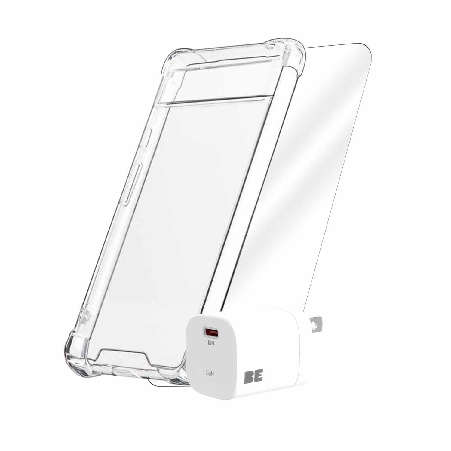 Blu Element Fitted Hard Shell Case with 30W USB-C Wall Charger for Pixel 9/Pixel 9 Pro - Clear