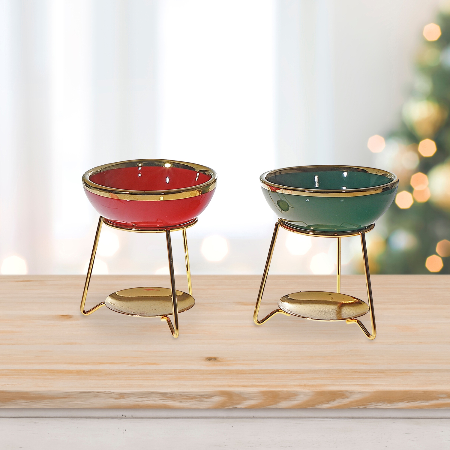 Brûleur à huile en céramique avec support de Maison concepts - Ensemble de 2