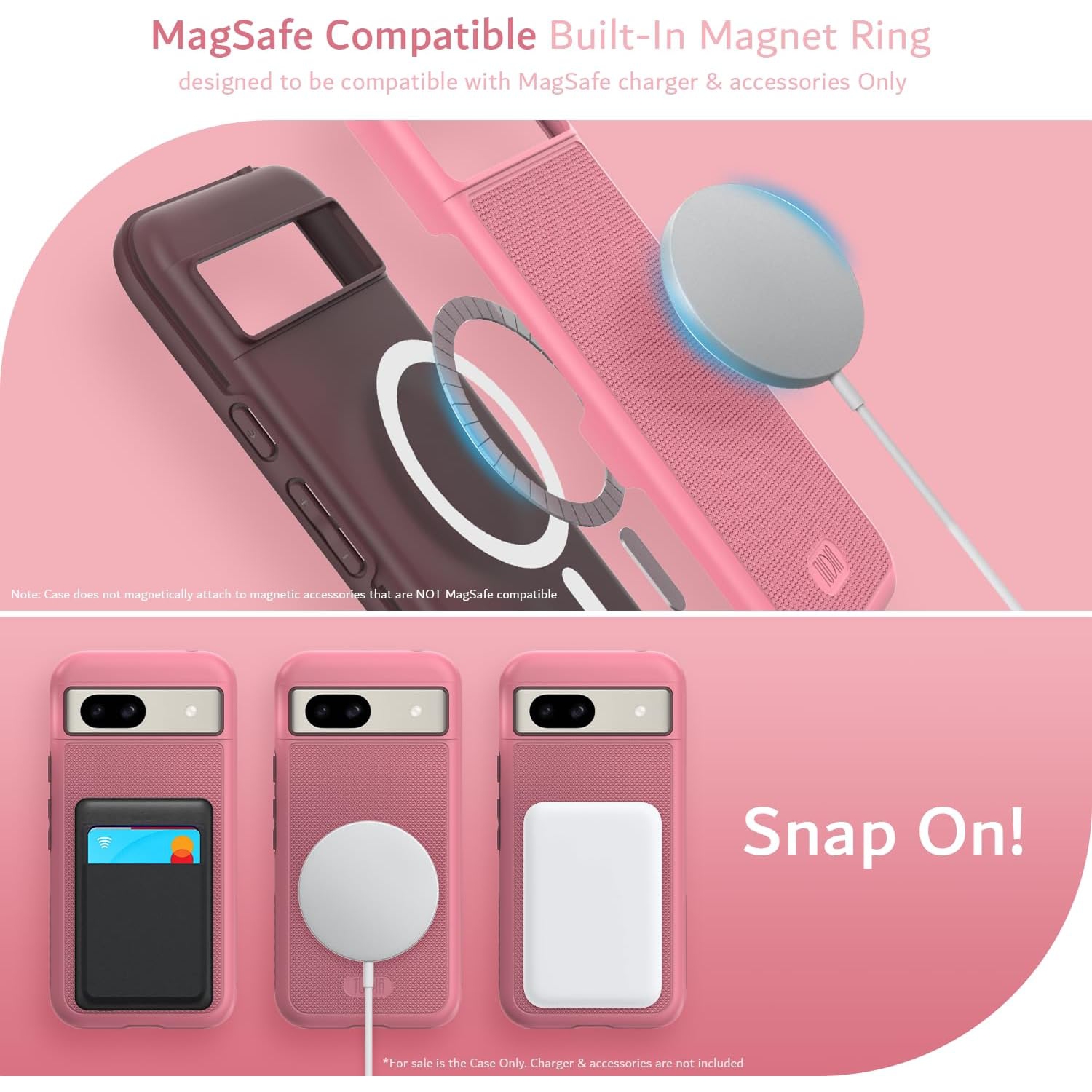 Étui MergeGrip de TUDIA pour Pixel 8a de Google avec MagSafe - Rose fumé