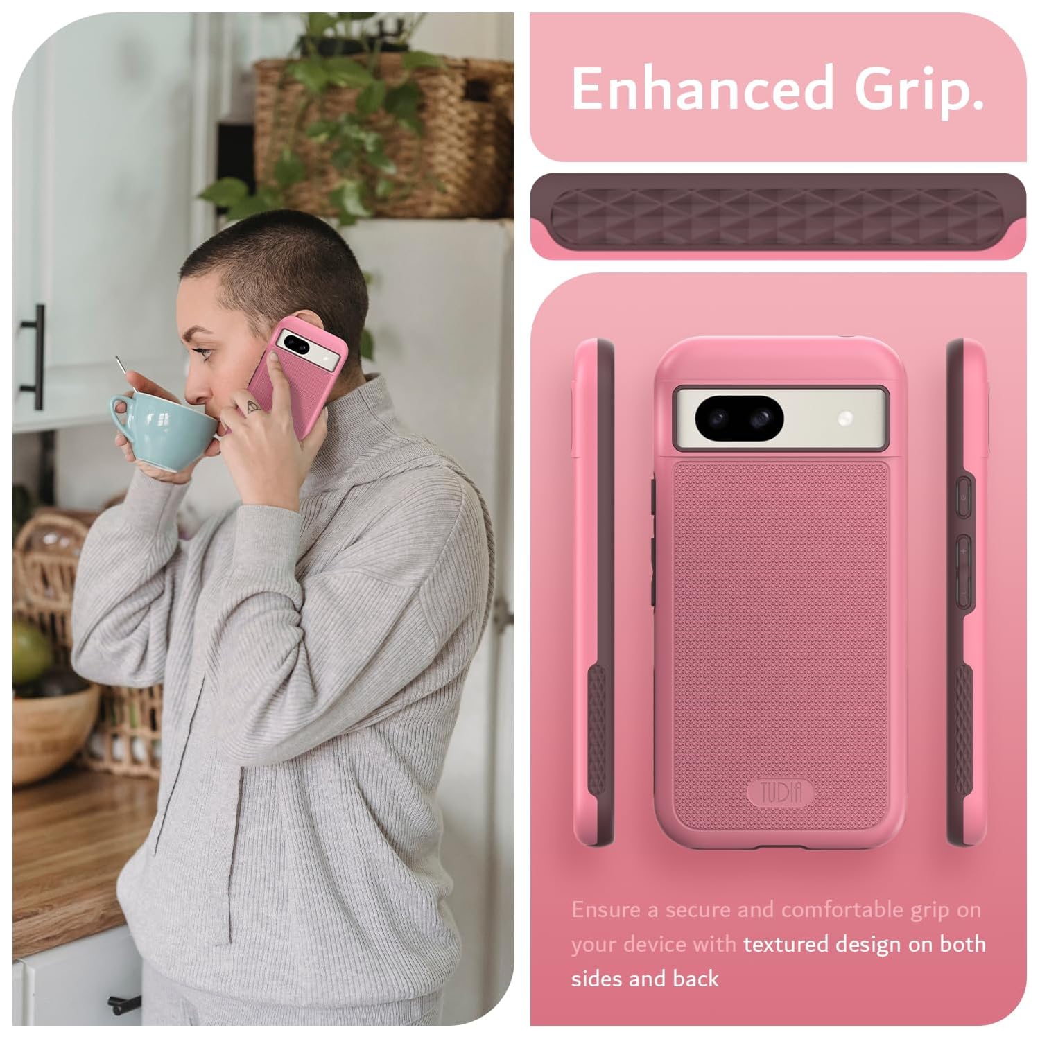 Étui MergeGrip de TUDIA pour Pixel 8a de Google avec MagSafe - Rose fumé