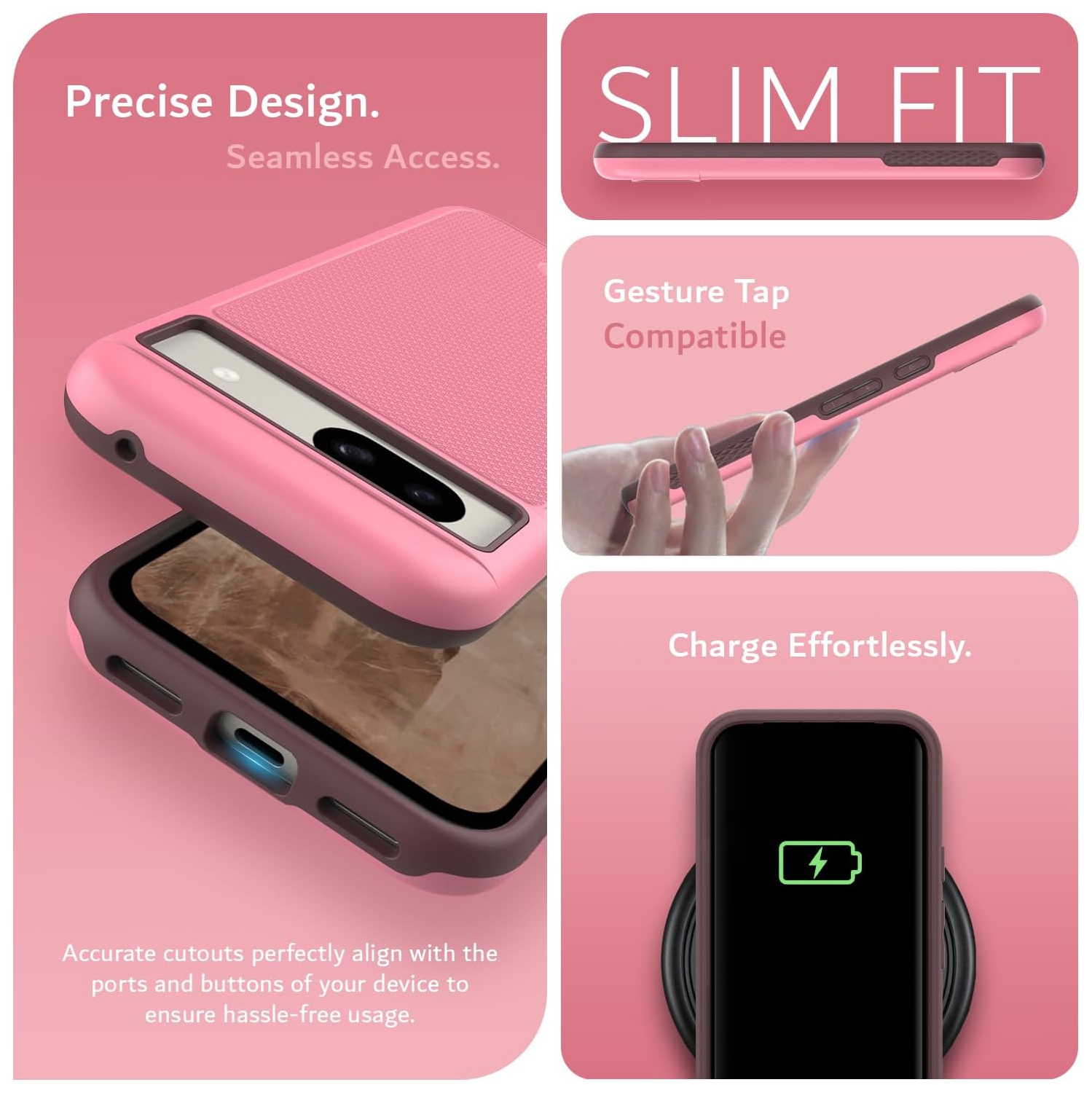 Étui MergeGrip de TUDIA pour Pixel 8a de Google avec MagSafe - Rose fumé