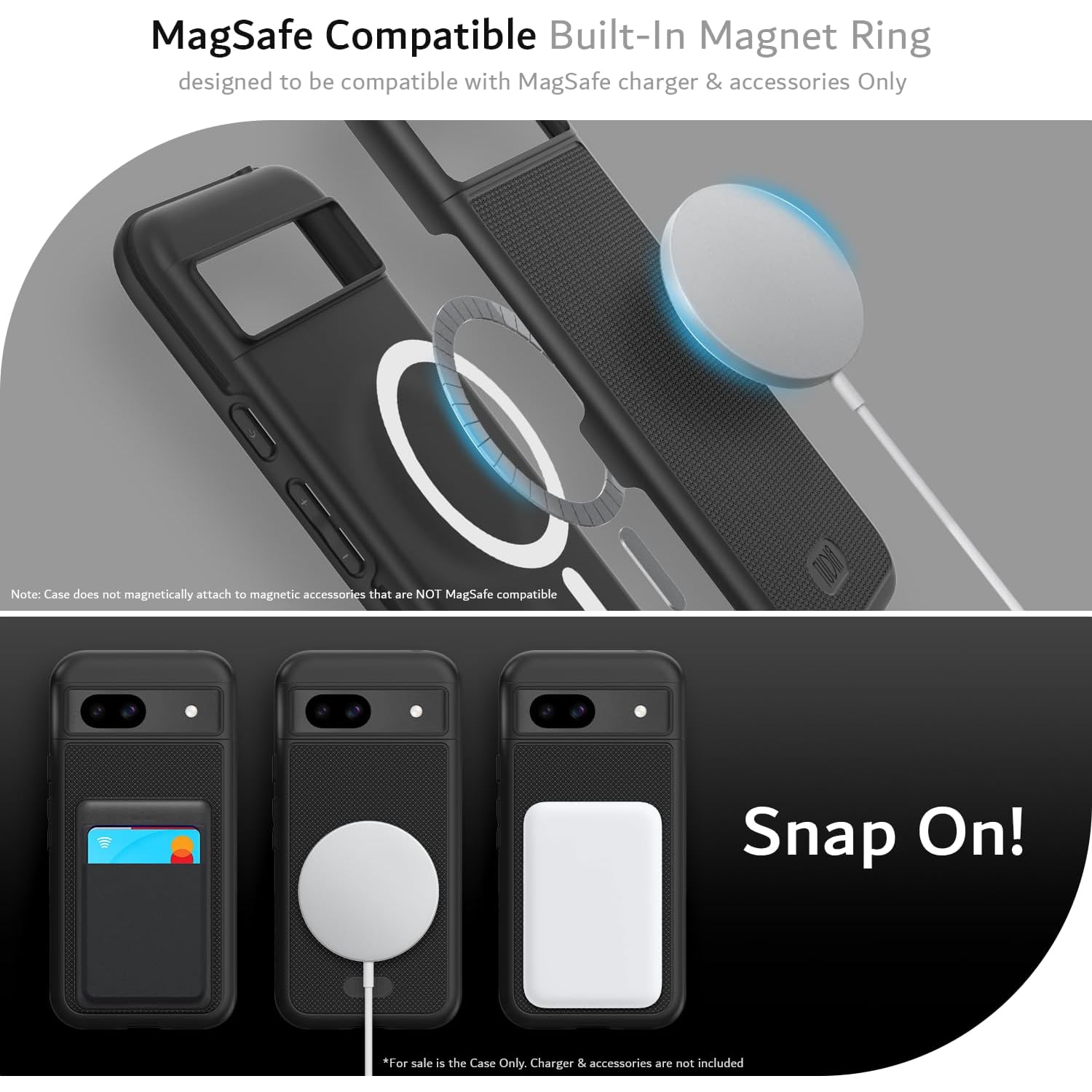 TUDIA MergeGrip Google Pixel 8a Case Magsafe Compatible - Black