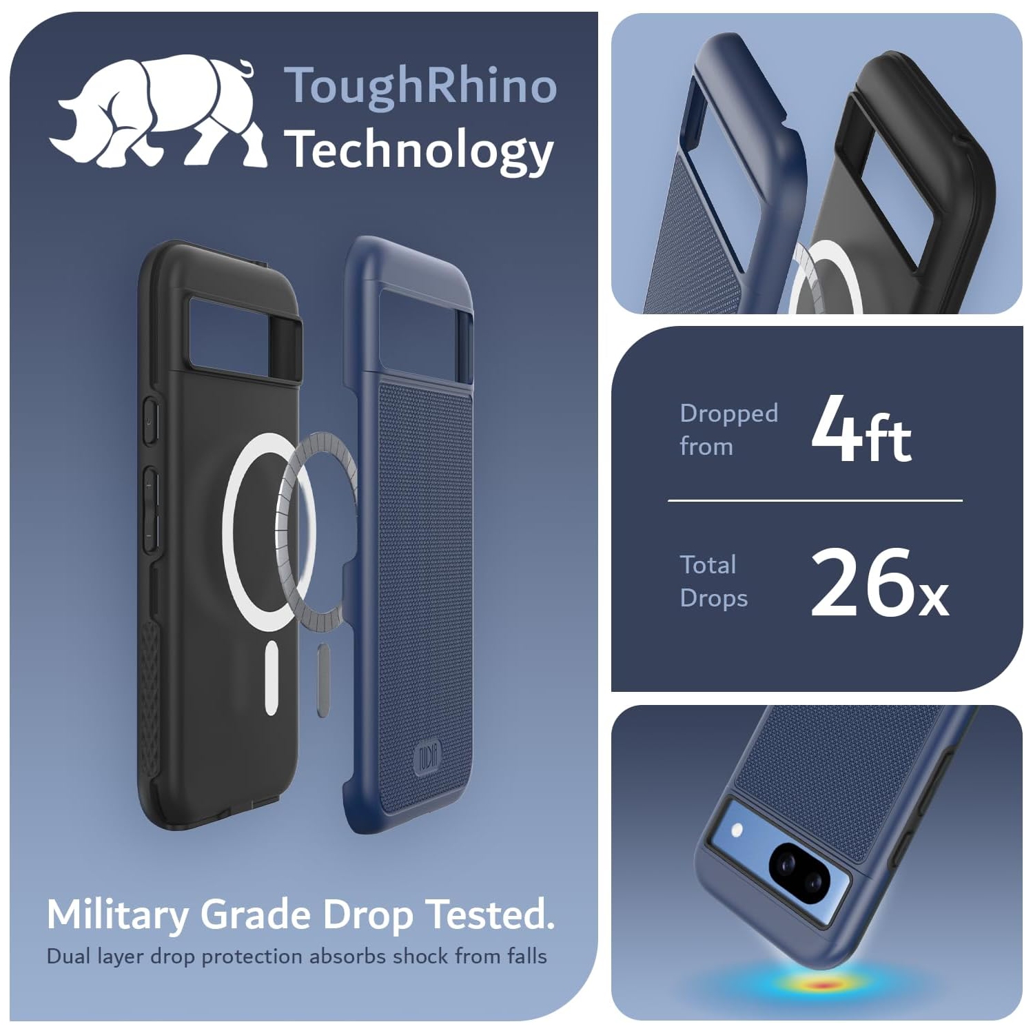 TUDIA MergeGrip Google Pixel 8a Case, MagSafe Compatible - Indigo Blue