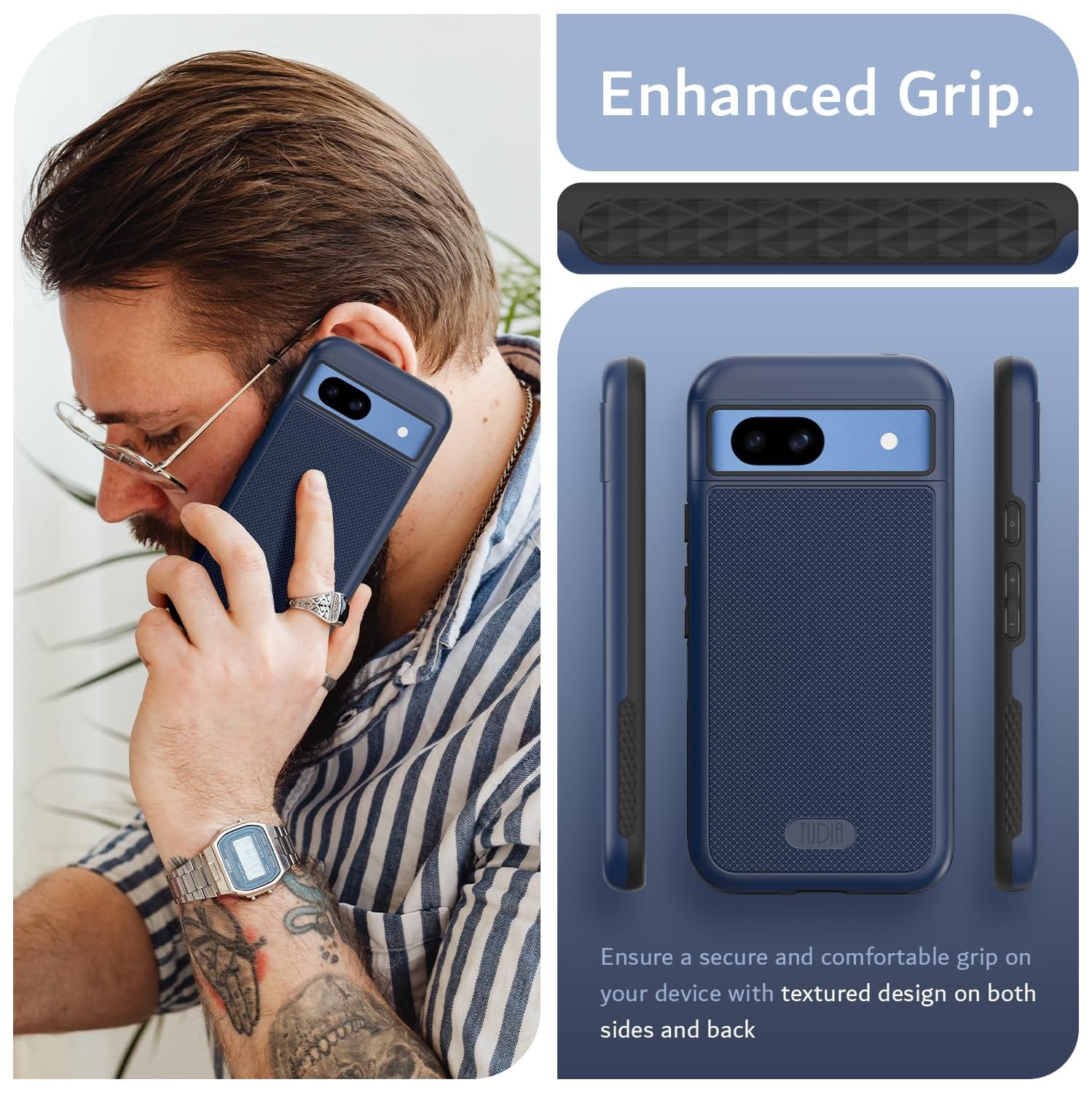 TUDIA MergeGrip Google Pixel 8a Case, MagSafe Compatible - Indigo Blue