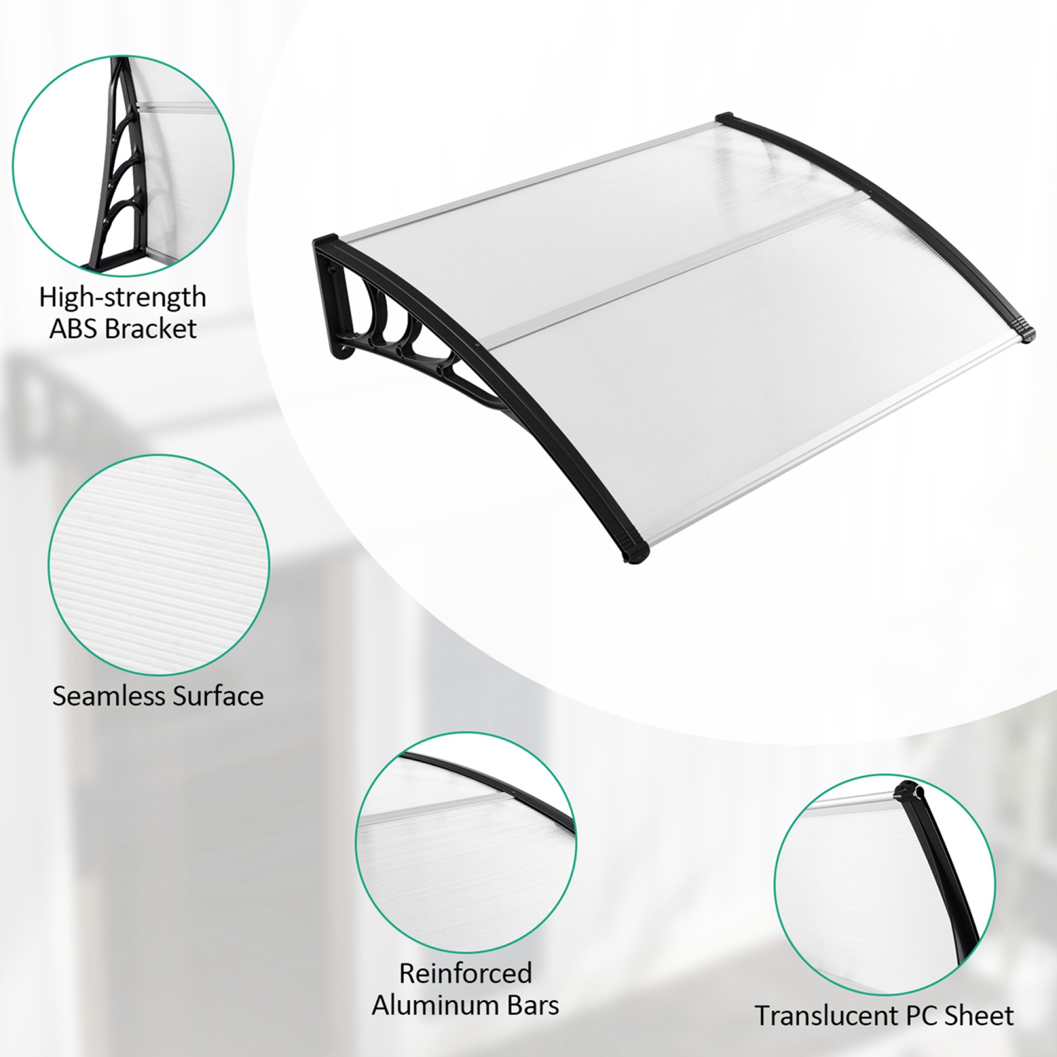 Auvent extérieur de fenêtre de 48 x 40 po de Costway pour auvent de porte