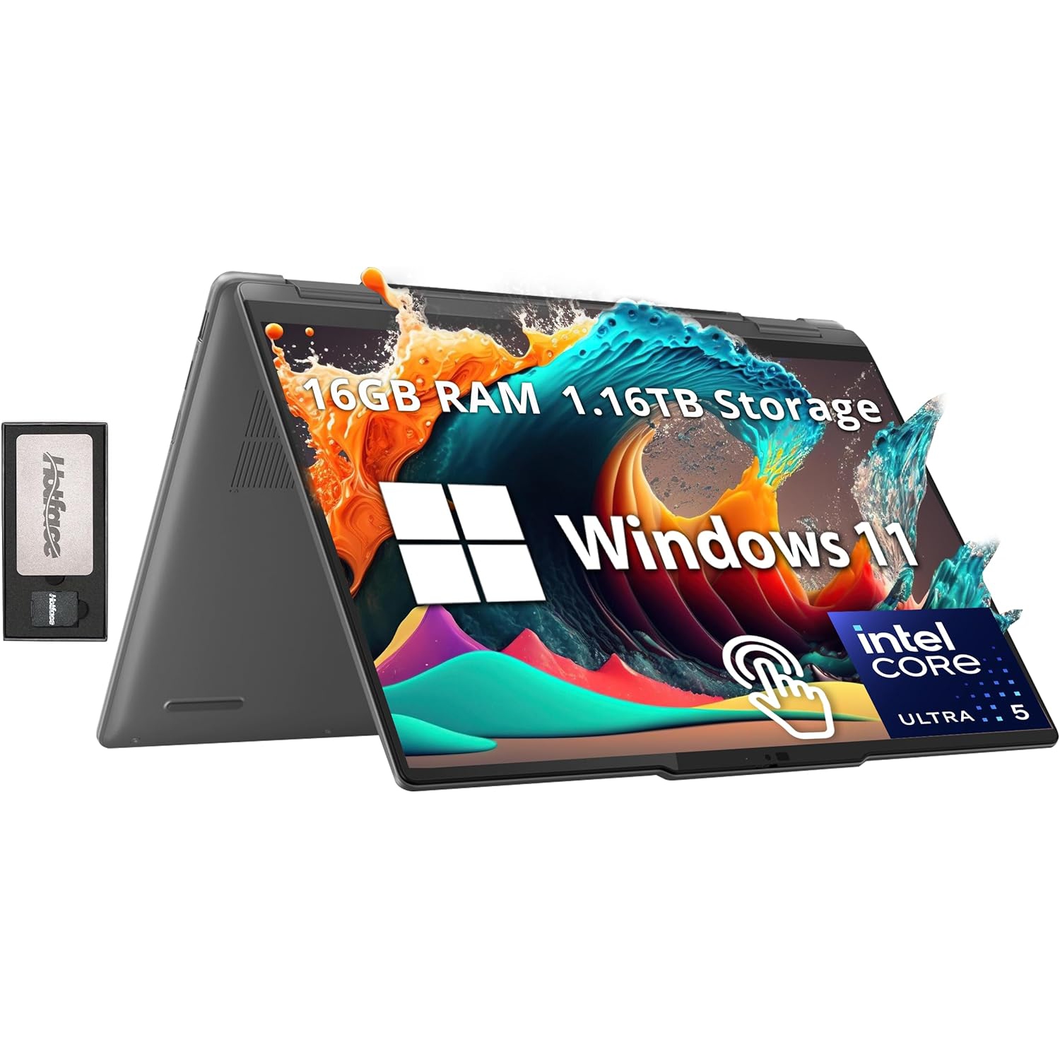 Lenovo Yoga 7i 14" 2K Touchscreen 2-in-1 Laptop, Intel Ultra 5 125U, 1.16TB Storage(1TB SSD+160GB Docking Station Set), 16GB RAM, Backlit KB, Fingerprint, Win 11 Home, Gray