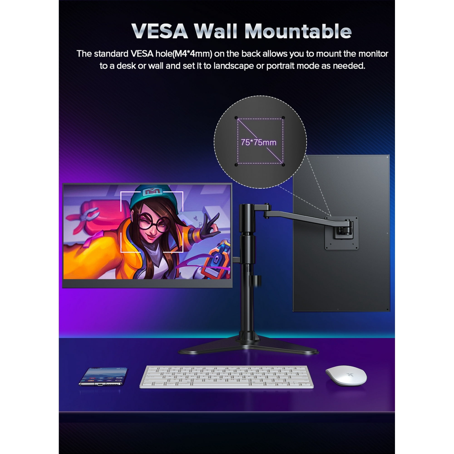 Moniteur de jeu portatif 4K Hz 17,3 po UPERFECT avec écran FreeSync Eye-Care RVB Adobe à 100 %