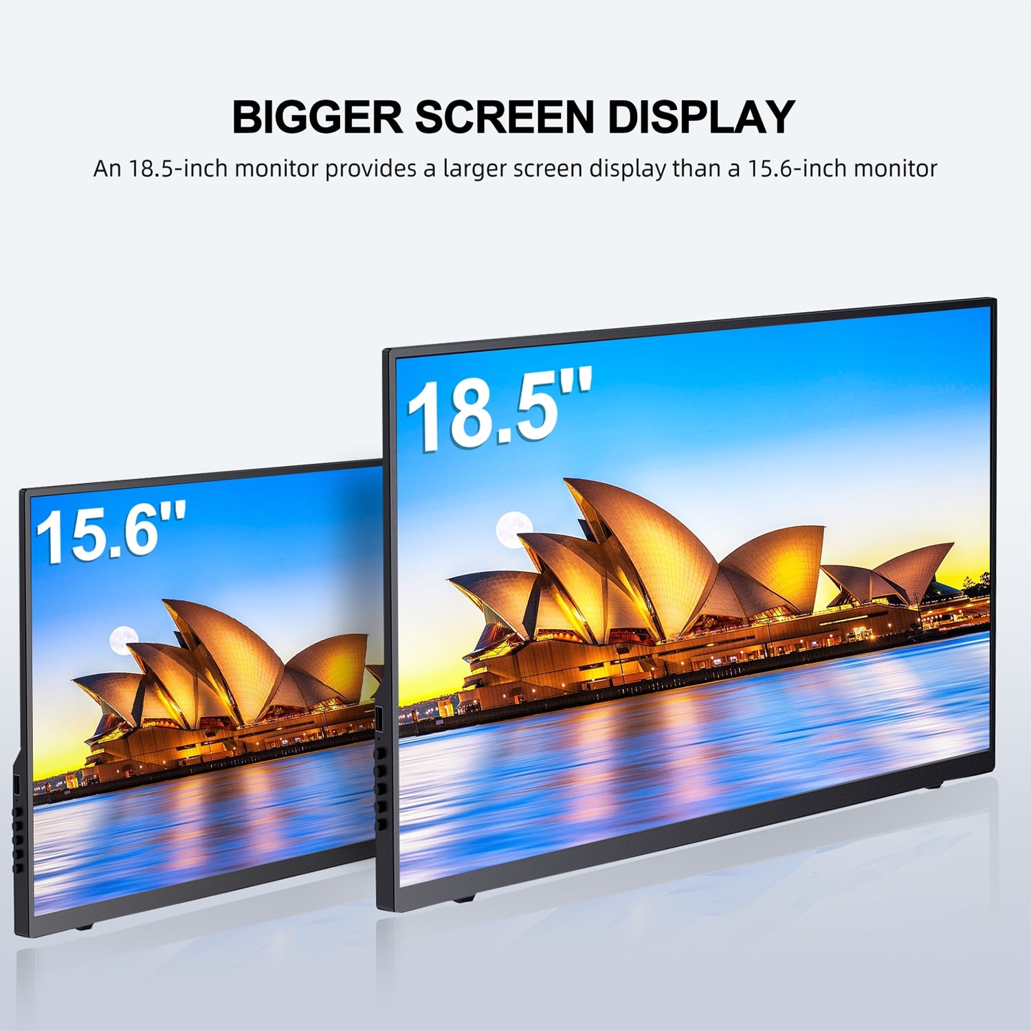 Moniteur portatif de 18,5&nbsp;po, moniteur de portable IPS HD intégrale 1080P, écran de jeu double USB-C HDMI, haut-parleurs et étui Smart Cover