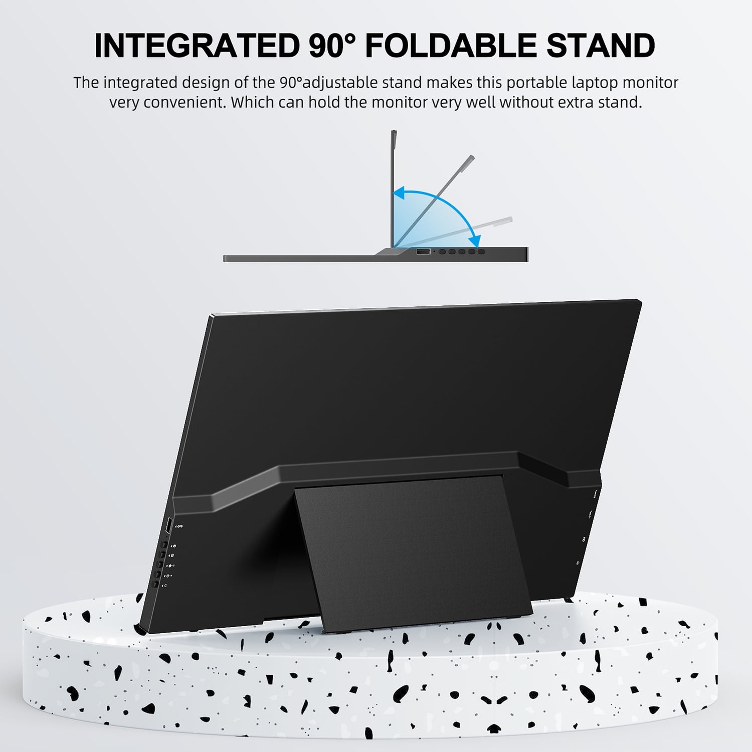 Moniteur portatif de 18,5&nbsp;po, moniteur de portable IPS HD intégrale 1080P, écran de jeu double USB-C HDMI, haut-parleurs et étui Smart Cover