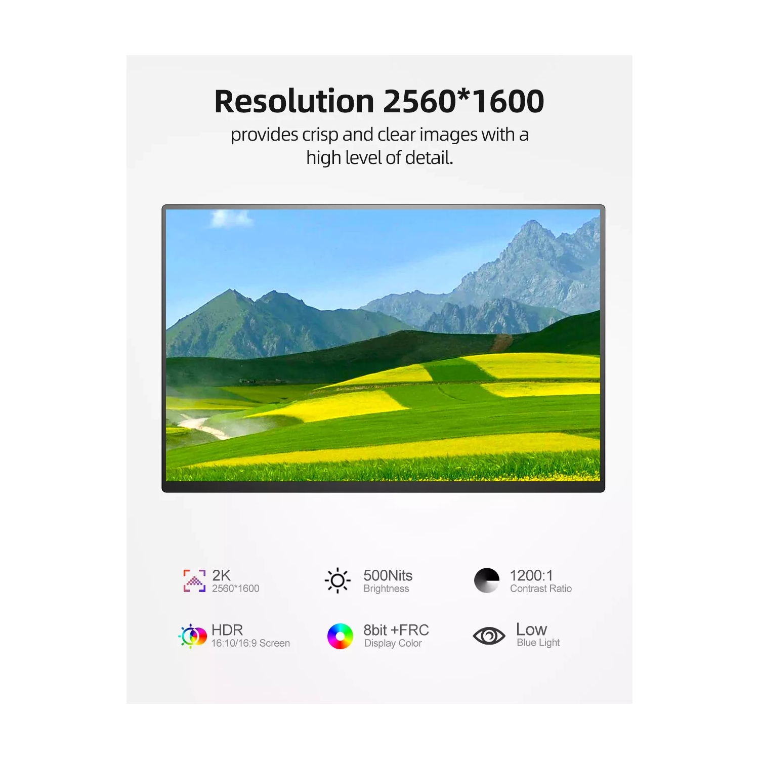 UPERFECT 2.5K Portable Monitor 16" 2K QHD 500 Nits HDMI Type C Second Display