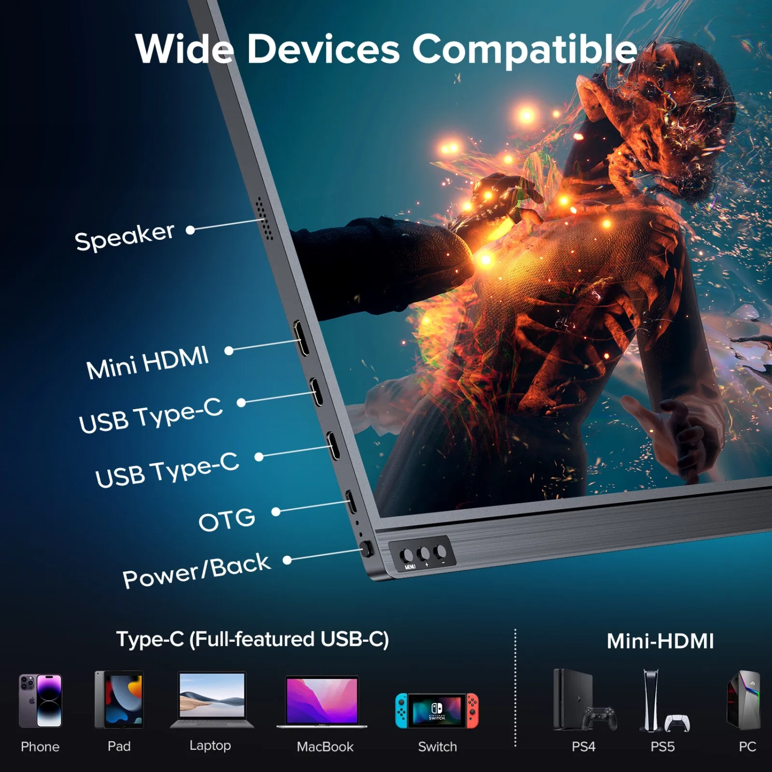 UPERFECT 16.1" 2K 144Hz Gaming Monitor Portable Display UPERFECT 2560*1440 QHD