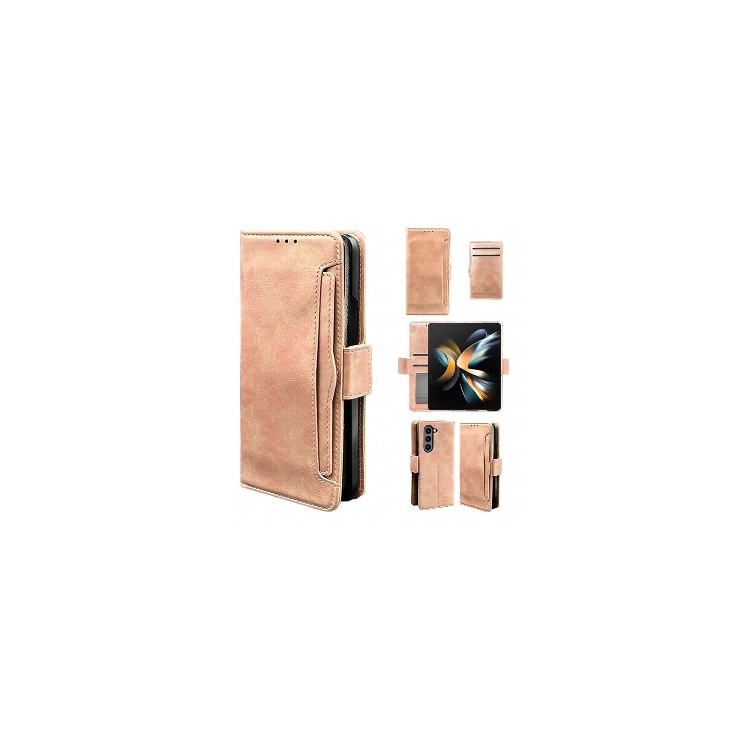 [CS] Étui portefeuille folio en cuir à fente magnétique pour Galaxy Z Fold 6 de Samsung, rose doré