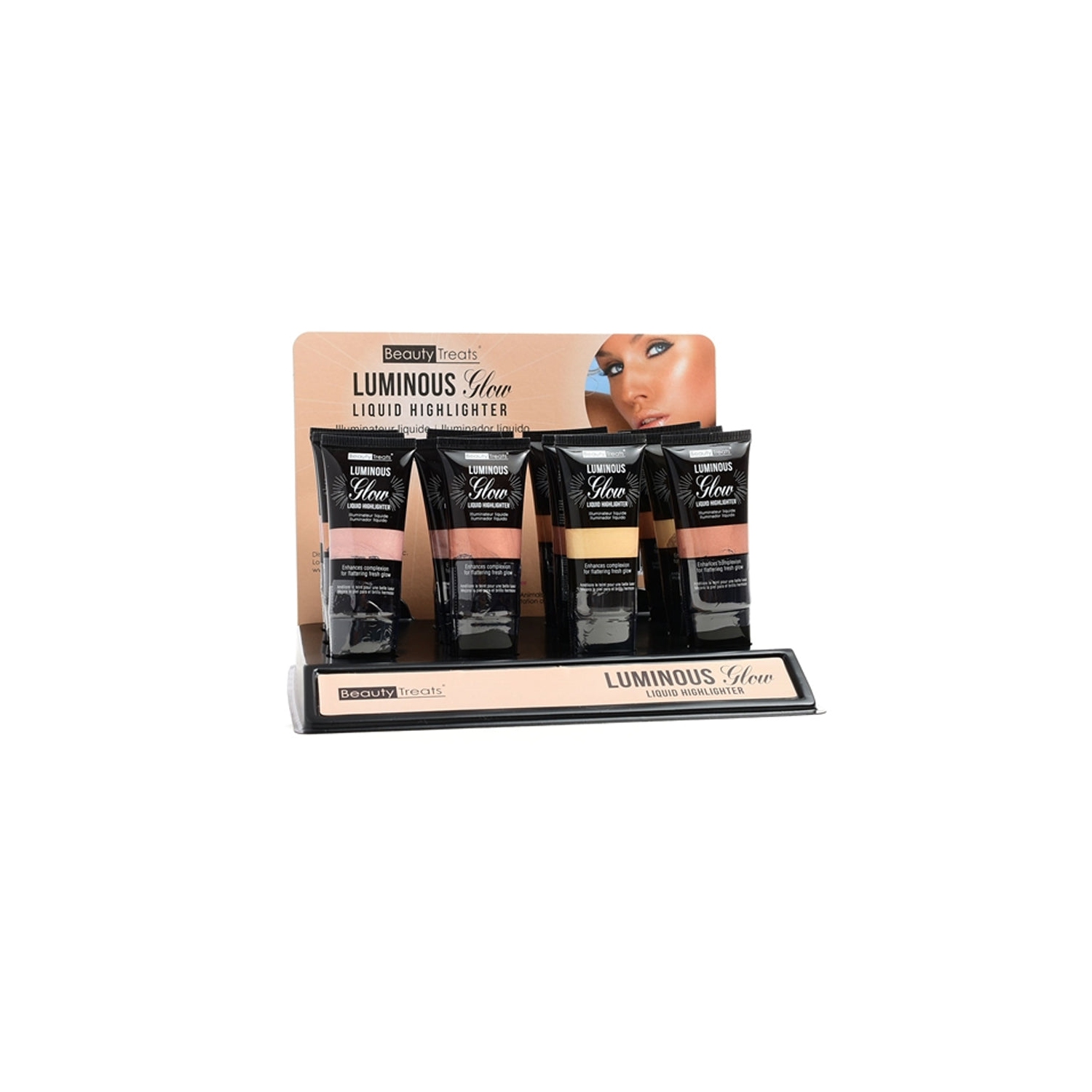 BEAUTY TREATS Luminous Glow Liquid Highlighter Display Set, 12 Pieces