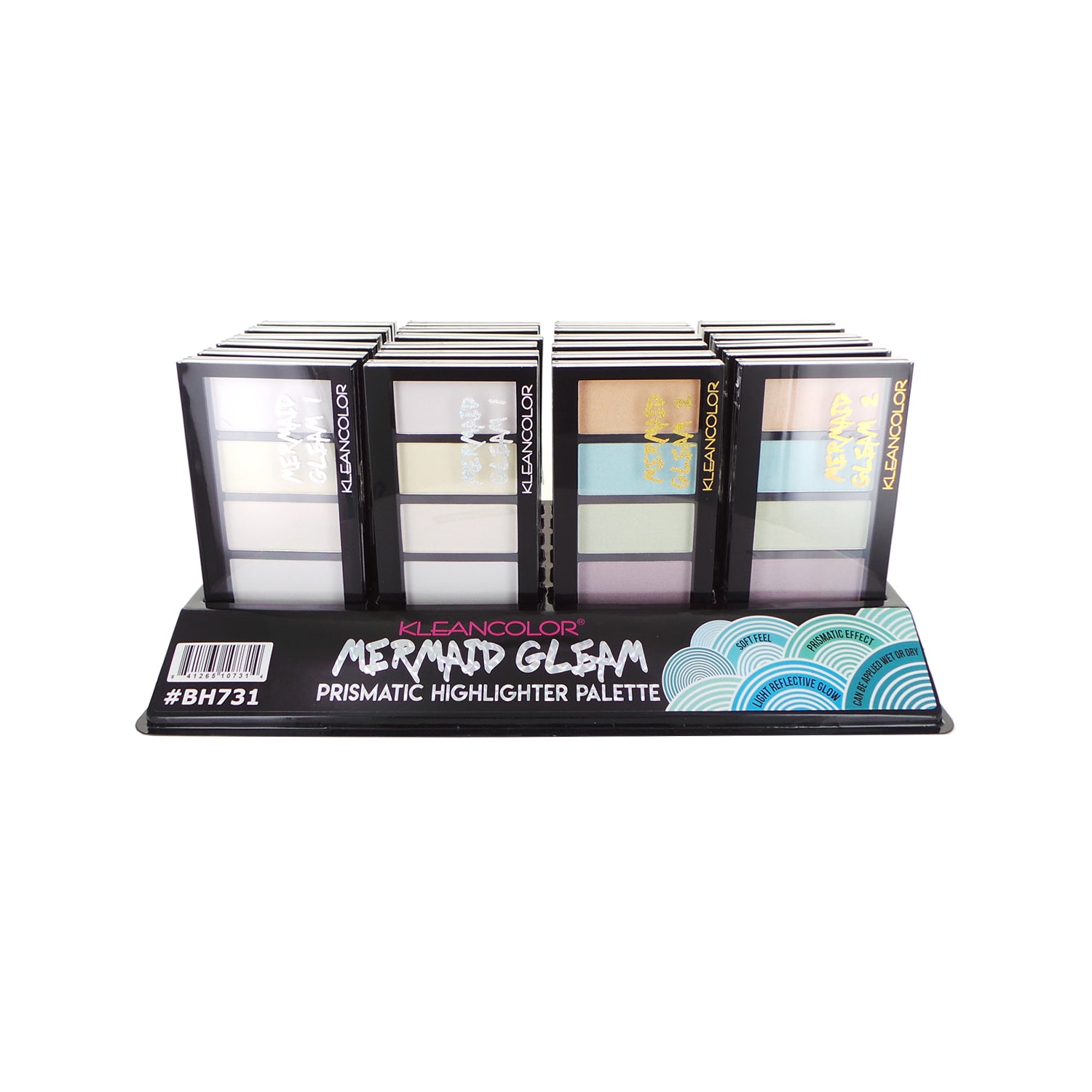 KLEANCOLOR Prismatic Highlighter Palette Mermaid Gleam Display Set, 24 Pieces